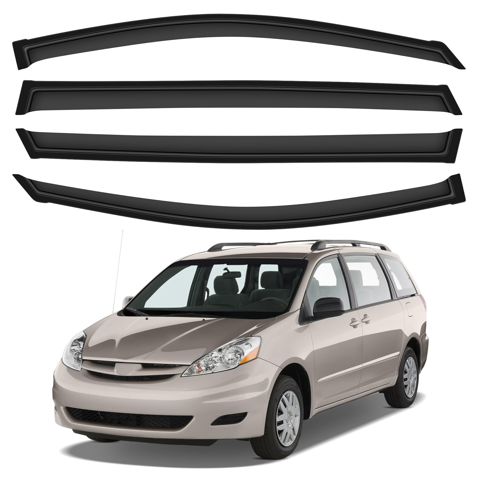 Side Window Deflectors Rain Guards Vent Window Visors for Toyota Sienna 2004-2009 Front Rear