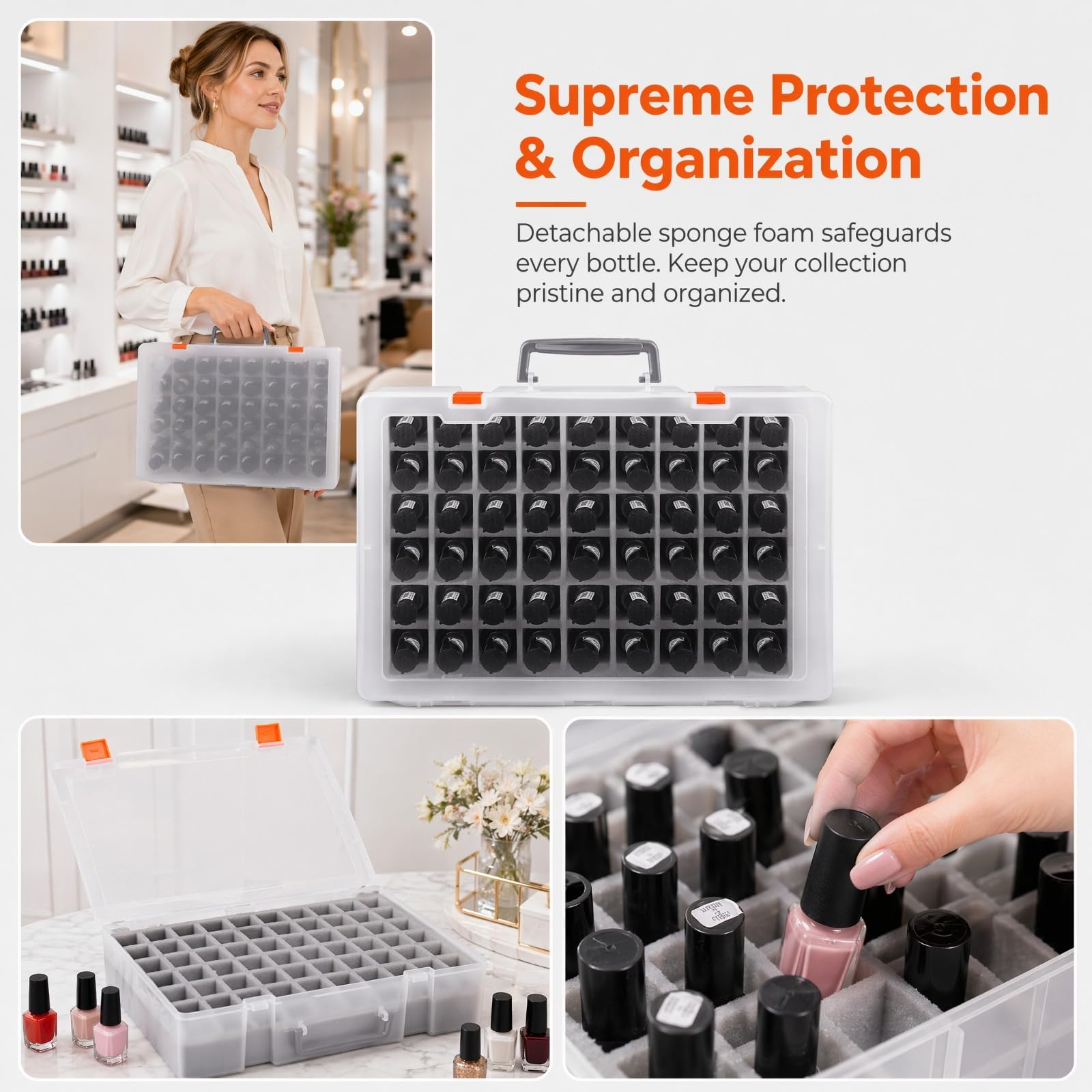 ALCYON Soporte y Organizador Universal para Esmalte de uñas Que Contiene 54 Botellas para Gellen, para Beetles, para Sally Hansen, para OPI, para Essie y Otros esmaltes de uñas (Solo una Funda)