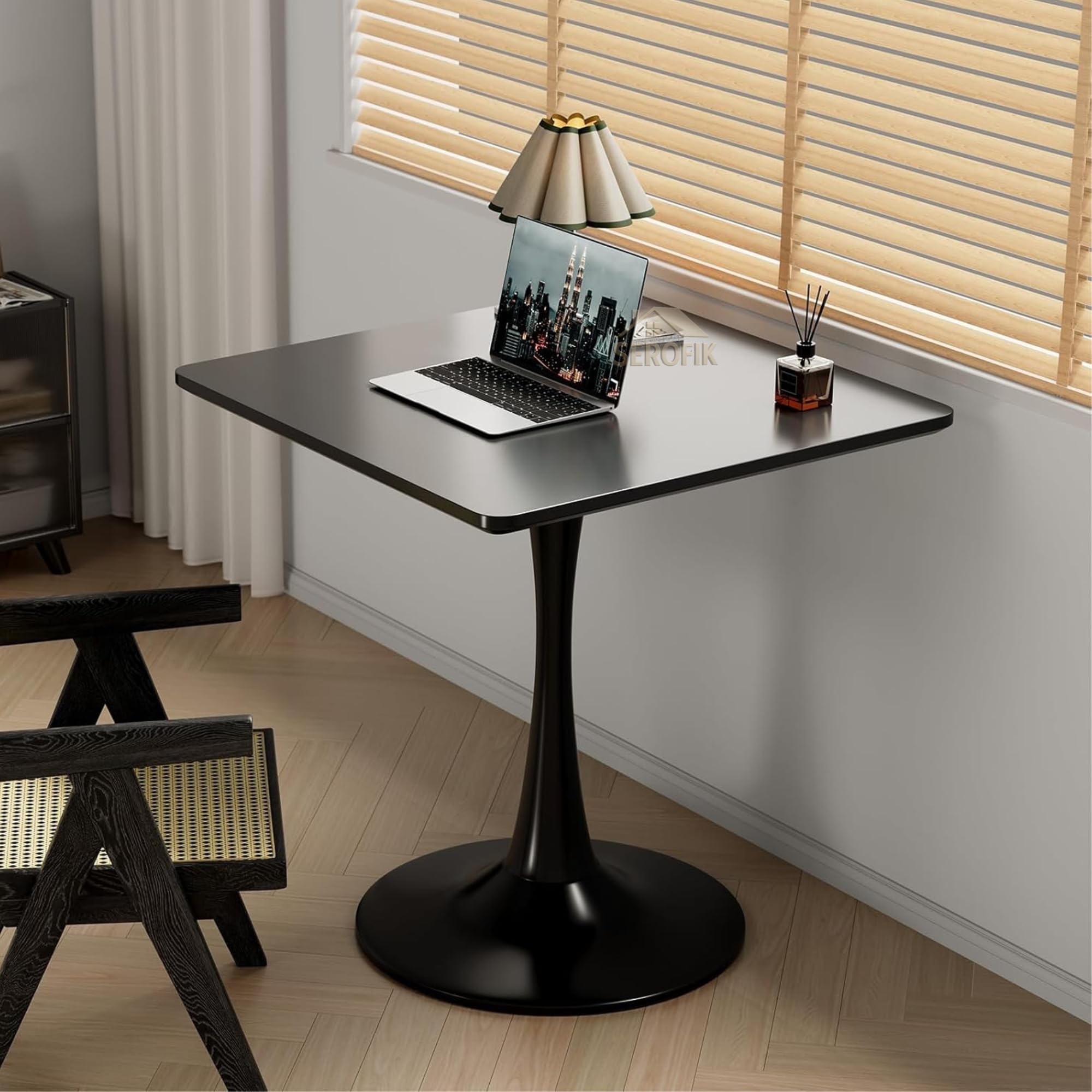 Square Wooden Pedestal Table, Accent Bedside Table,Modern Coffee End Table for Living Room, Bedroom and Balcony with Latest Square Design Table (Black, 18 * 18 * 24 inches)-image-7