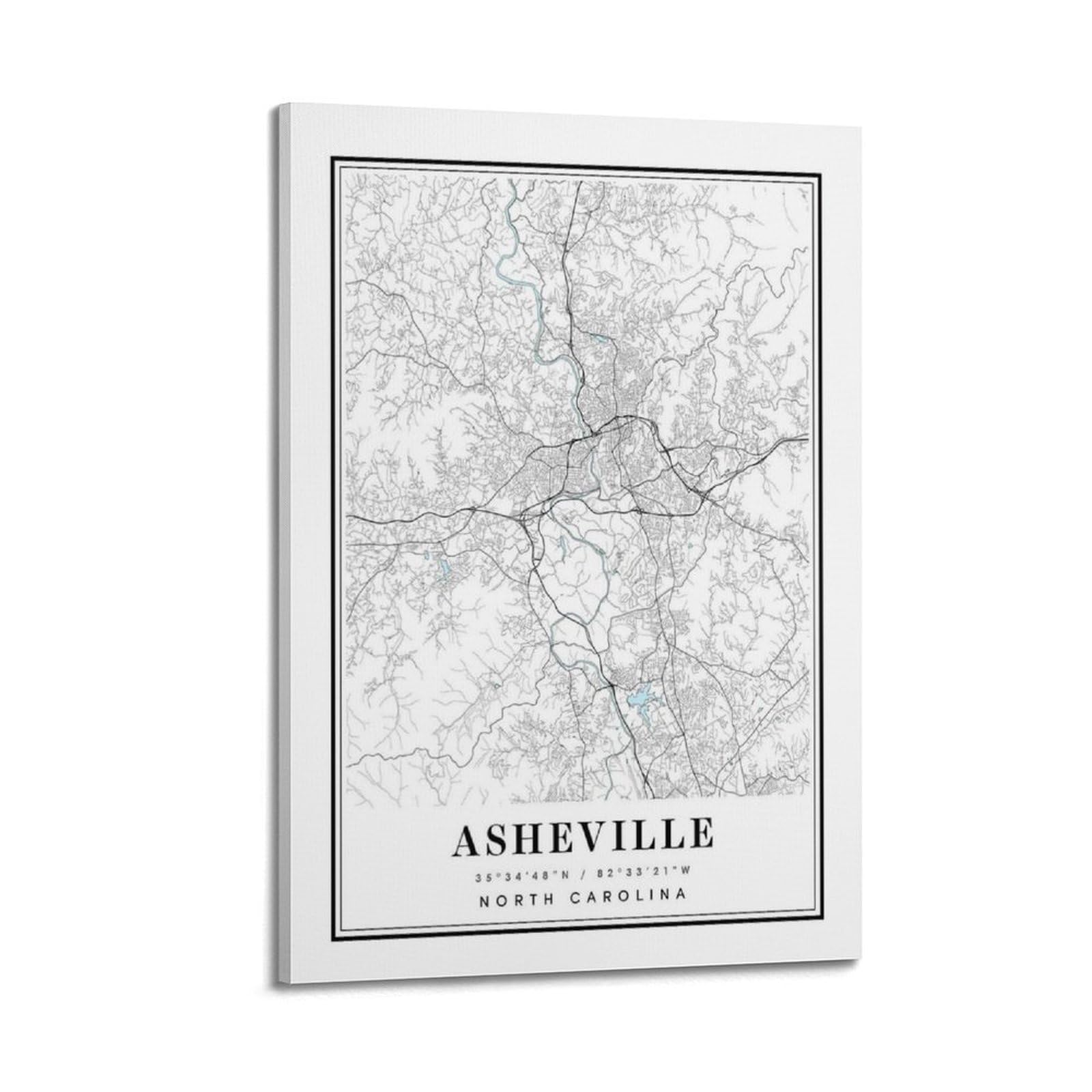 xiaoxiaoshen Asheville NC Map (2) Canvas Poster Wall Art Prints Room Aesthetic Murals Bedroom And Living Decorations 20x30inch(50x75cm)