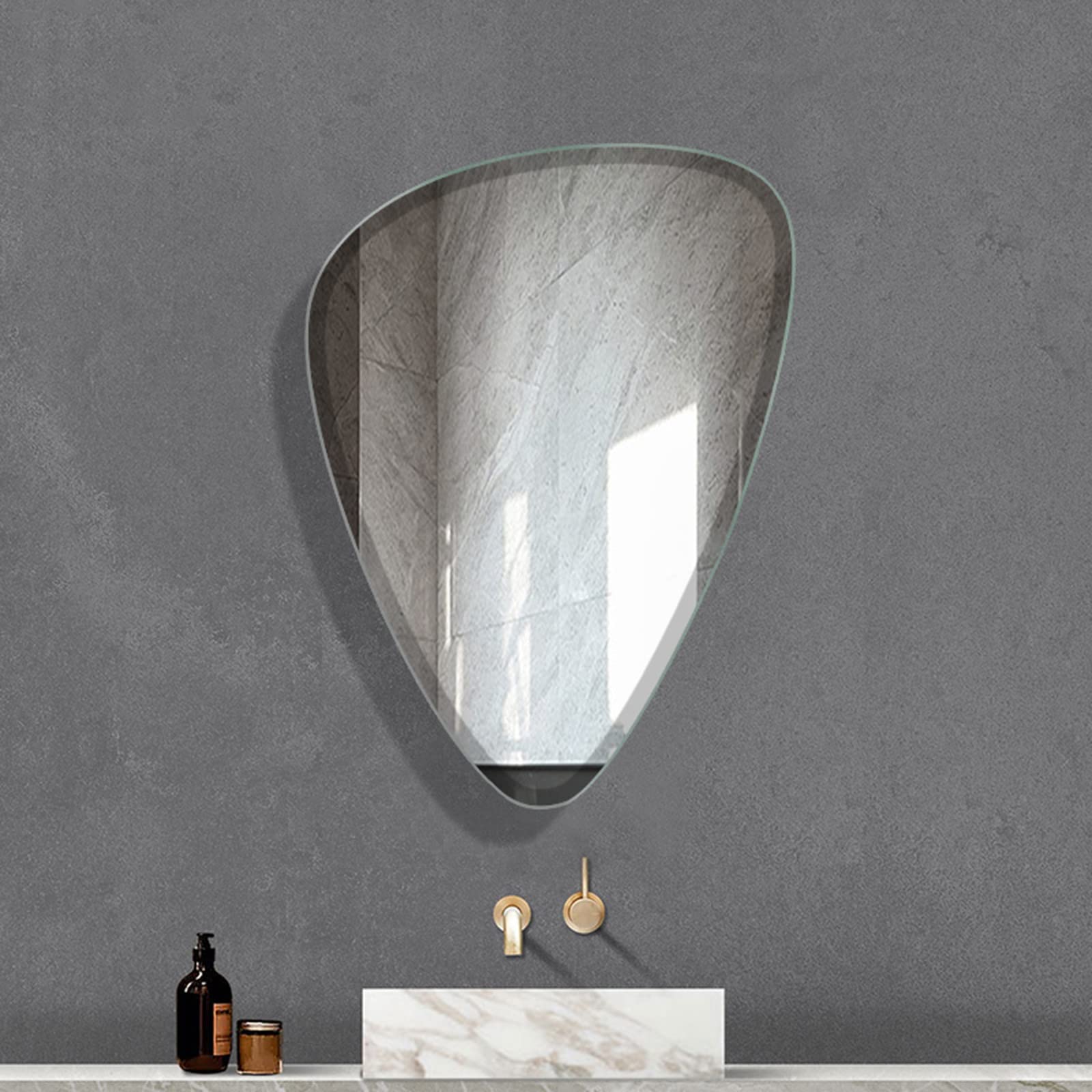 Specchio Espejo de baño creativo con forma especial, espejo de pared decorativo con forma de gota de agua, espejo de maquillaje sin marco, espejo de pared de vidrio HD para maquillaje, baño y sal