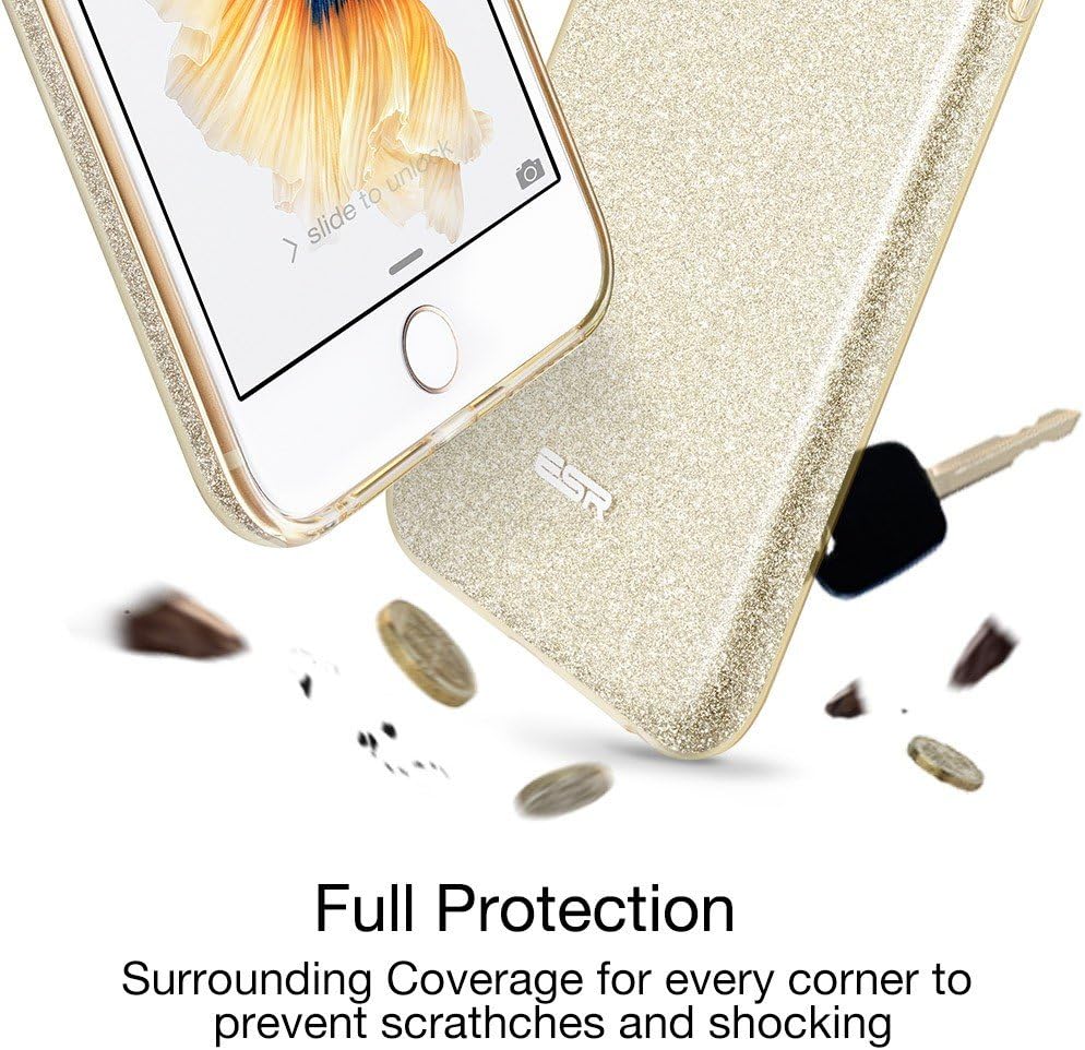 iPhone 7 Plus Case, ESR Luxury Glitter Sparkle Bling Designer Case [Slim Fit, Hard Back Cover] Shinning Fashion Style for 2016 Apple iPhone 7 Plus 5.5" (Silver)