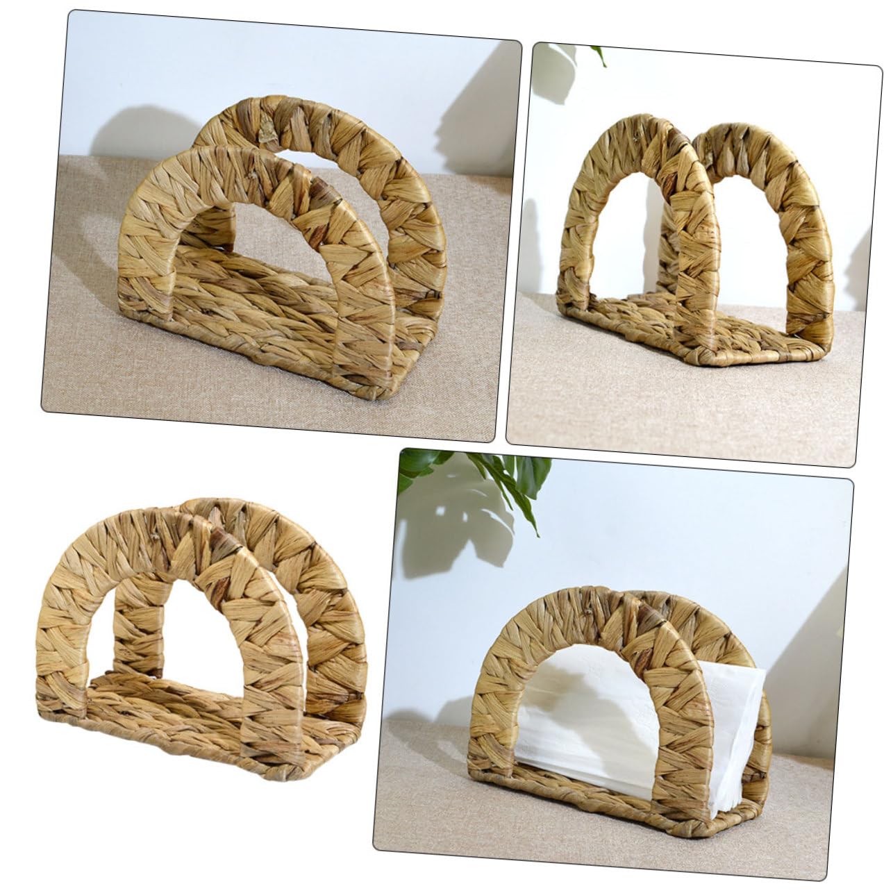 Servilletero para Mesa de Gourd Grass Tejido Artesanal Beige