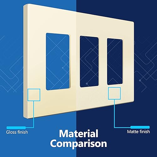 Miniatura 220 de LIDER - Cubierta decorativa de interruptor doble con acabado mate, placa de pared sin tornillos, tamaño mediano, 2 bandas, 4.88 x 4.92 pulgadas