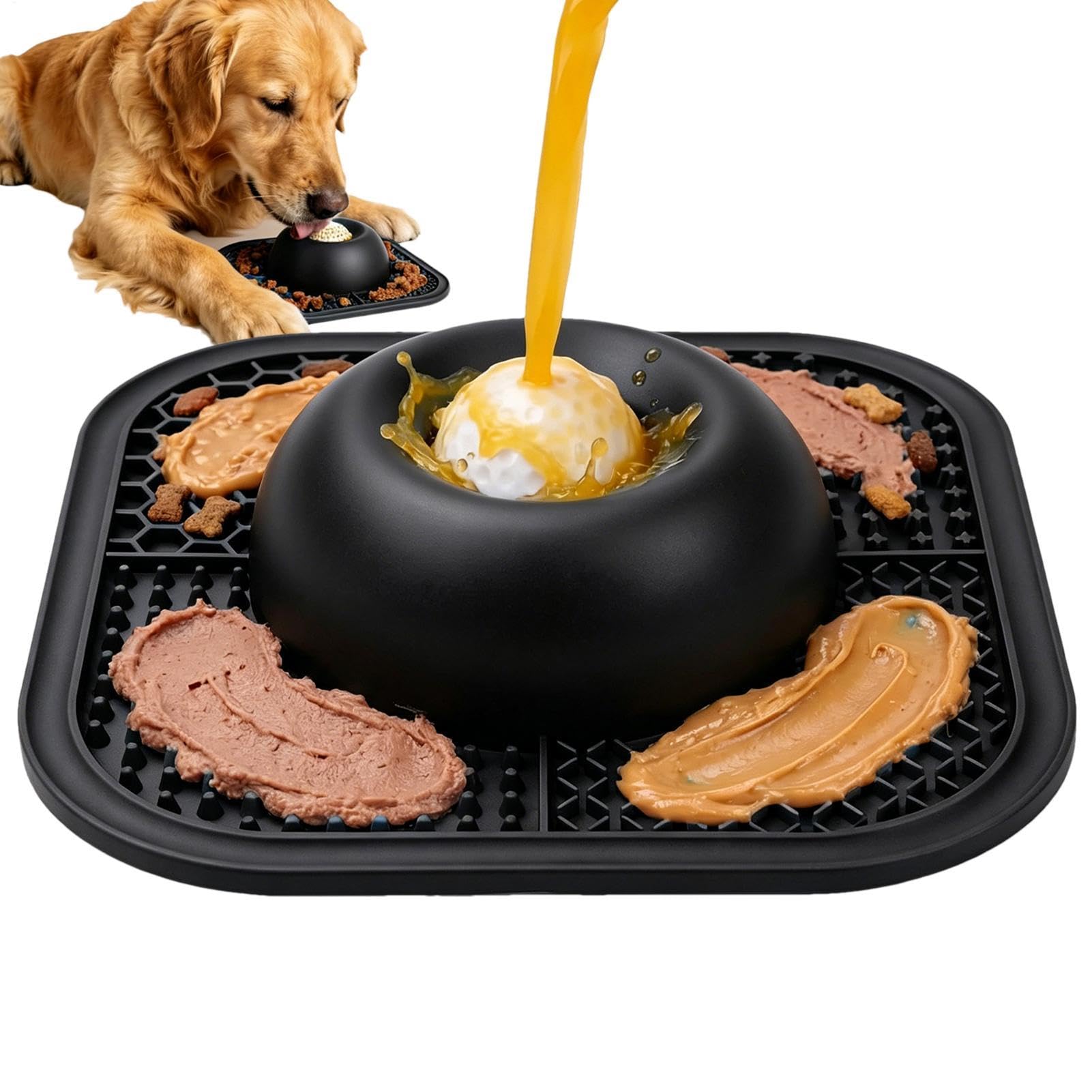 Alimentation quotidienne liquide pour chien stressé grâce au tapis à lécher