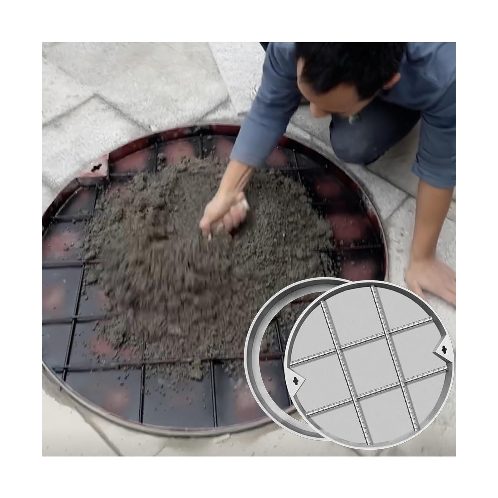 Plaque d'égout ronde invisible pour allée résidentielle et cour
