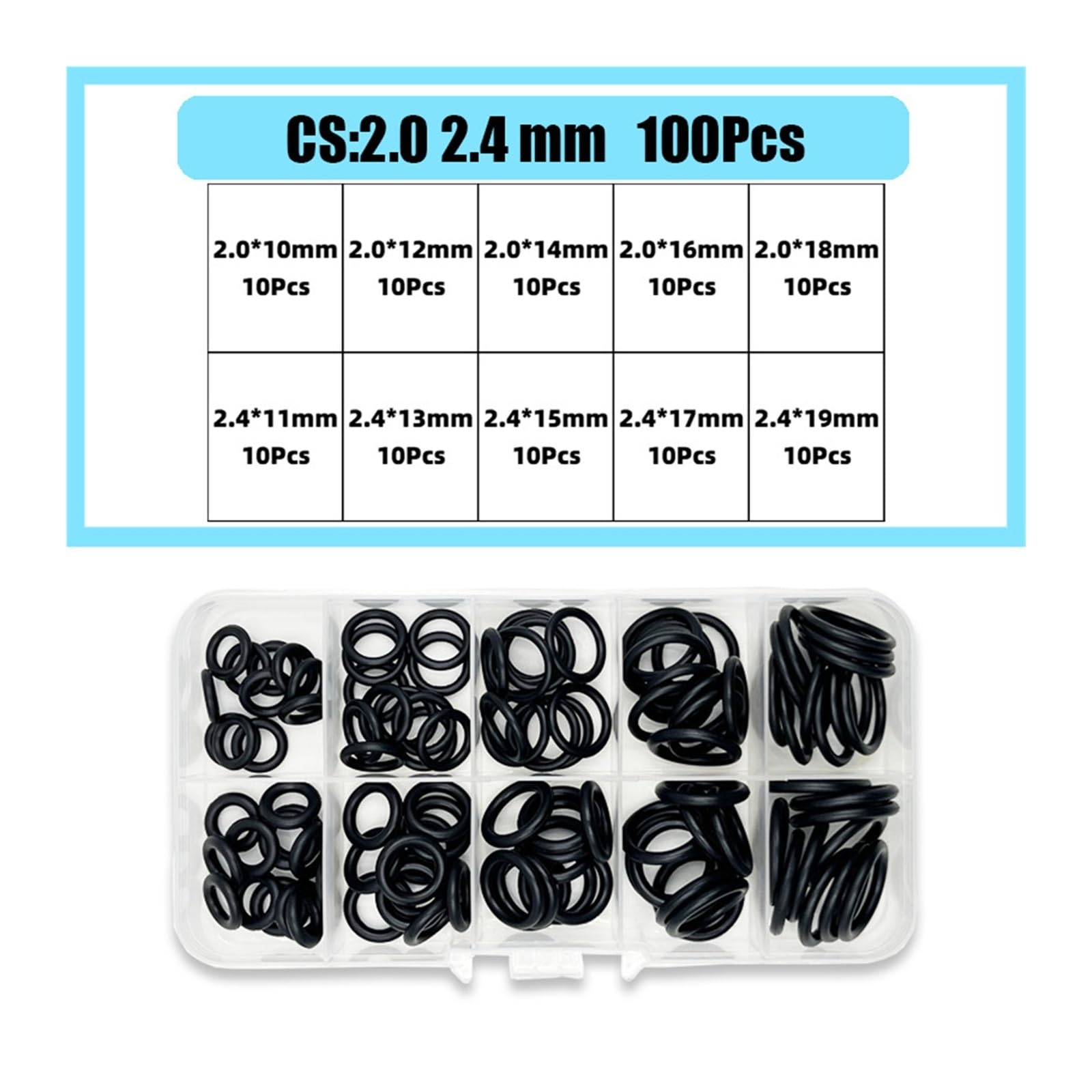 Juego de juntas de goma tipo O elasticidad de sellado R de alta presión(100pcs mixed 1set)