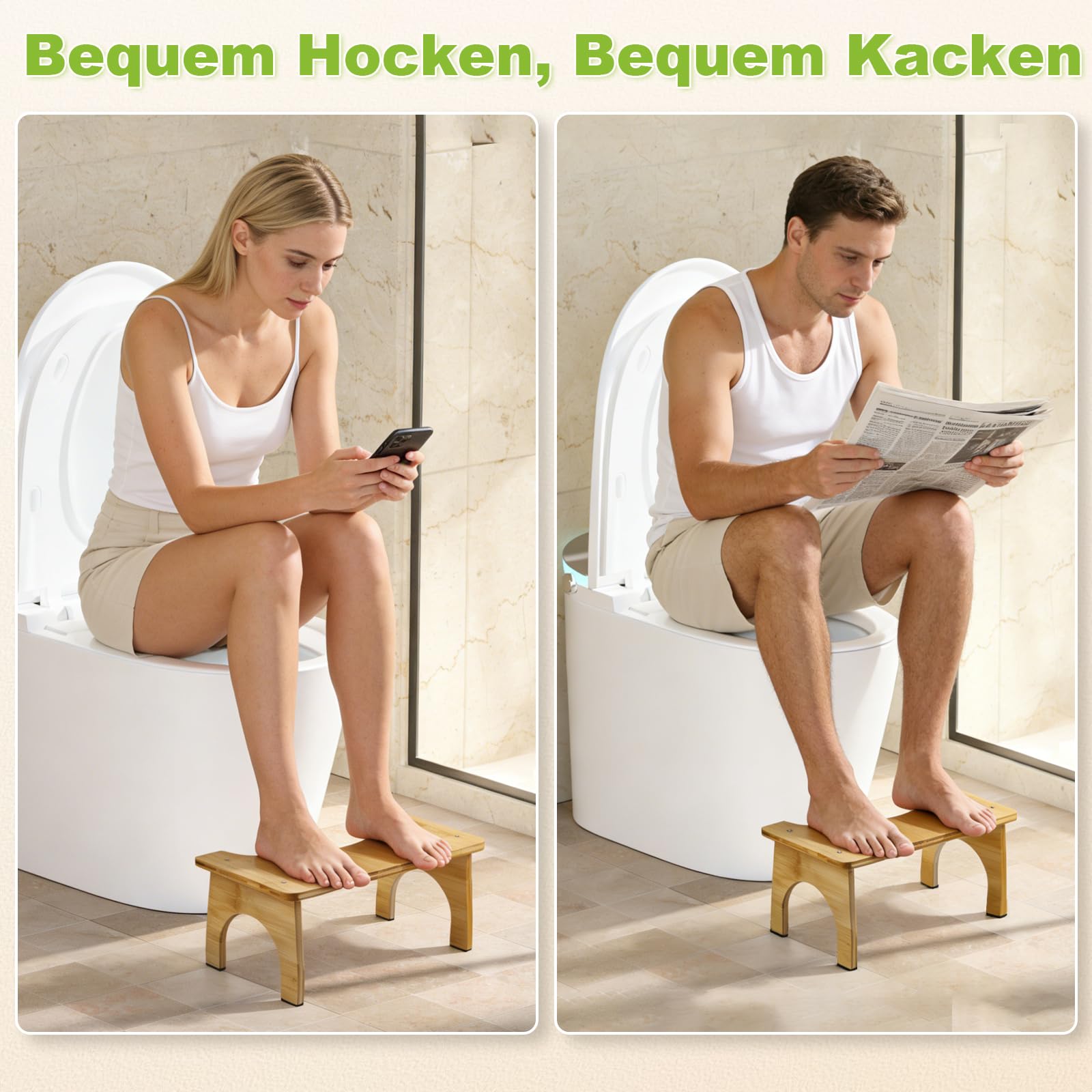 HA BIN Sgabello WC per Adulti e Bambini, Sgabello Toilette per una Posizione Naturale e Migliore Digestione, Klohocker Ergonomico per Bagno Toilet stool