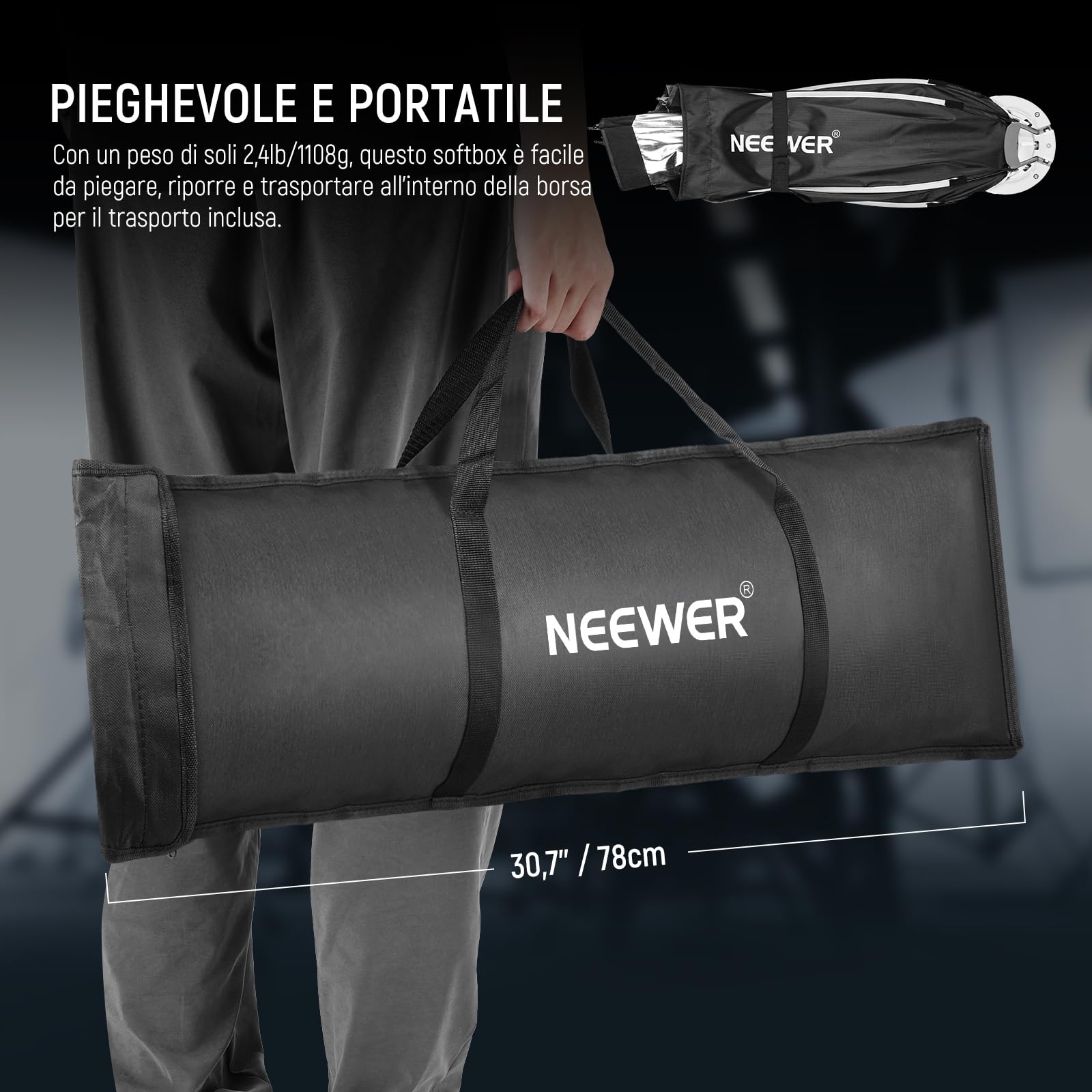 NEEWER Softbox Parabolico Ottagonale da 90cm, Soft Box Bowens Compatibile con Aputure 120d Compatibile con Godox SL60w Q4 AS600B CB300B Q300 Luce, Diffusori, Griglia, Borsa e Panno da Pulizia, NS92P