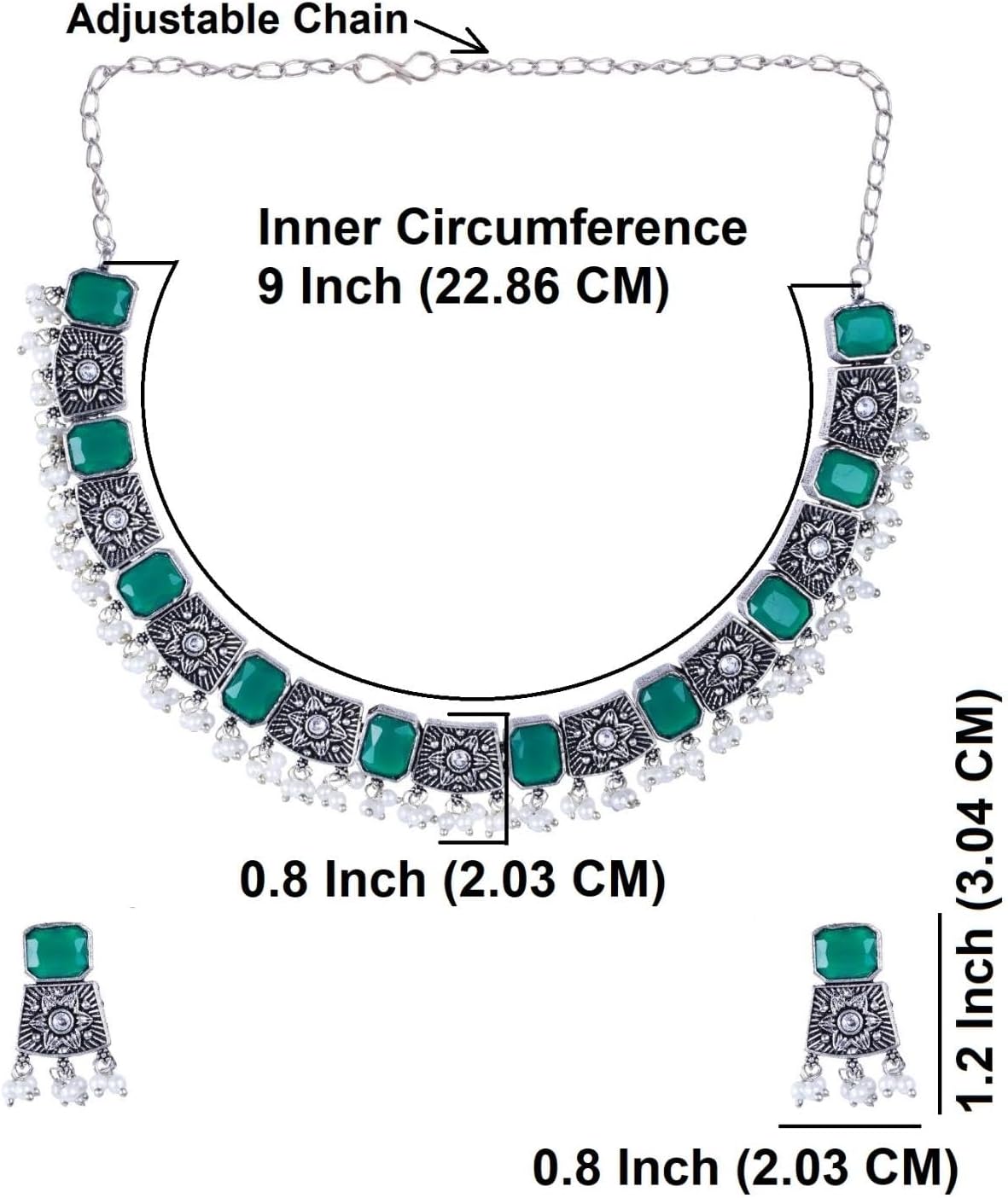 Efulgenz Indian Jewelry Sets for Women Crystal Stone Necklace Sets with Faux Pearl Drop Dangle Earrings Choker Necklace Earrings Set Bohemian Jewelry Set for Women - Image 4