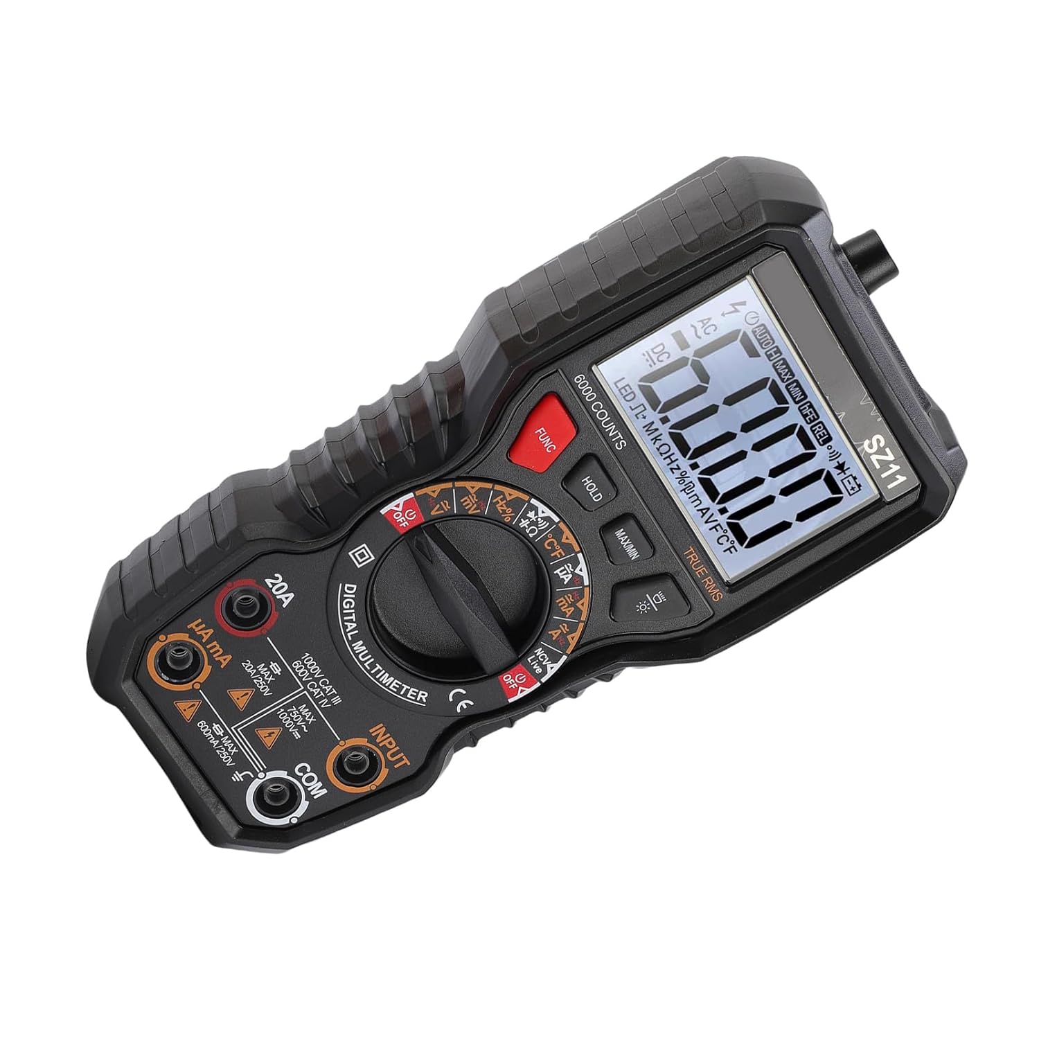 6000 Count Digital Multimeter Range Voltage Tester with Safety Protection, Professional Electronics Repair Multimeter with Flashlight for Dark Locations