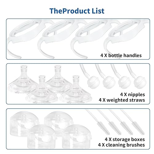 Miniatura 3 de Kit de conversión de boquilla suave para biberón natural Philips Avent, asas de biberón y popote con peso (paquete de 4)