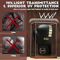 Vista 3 de JupDec - Caja de exhibición para guante de boxeo, vitrina de acrílico transparente con base de madera y tabla para un guante, de tamaño completo