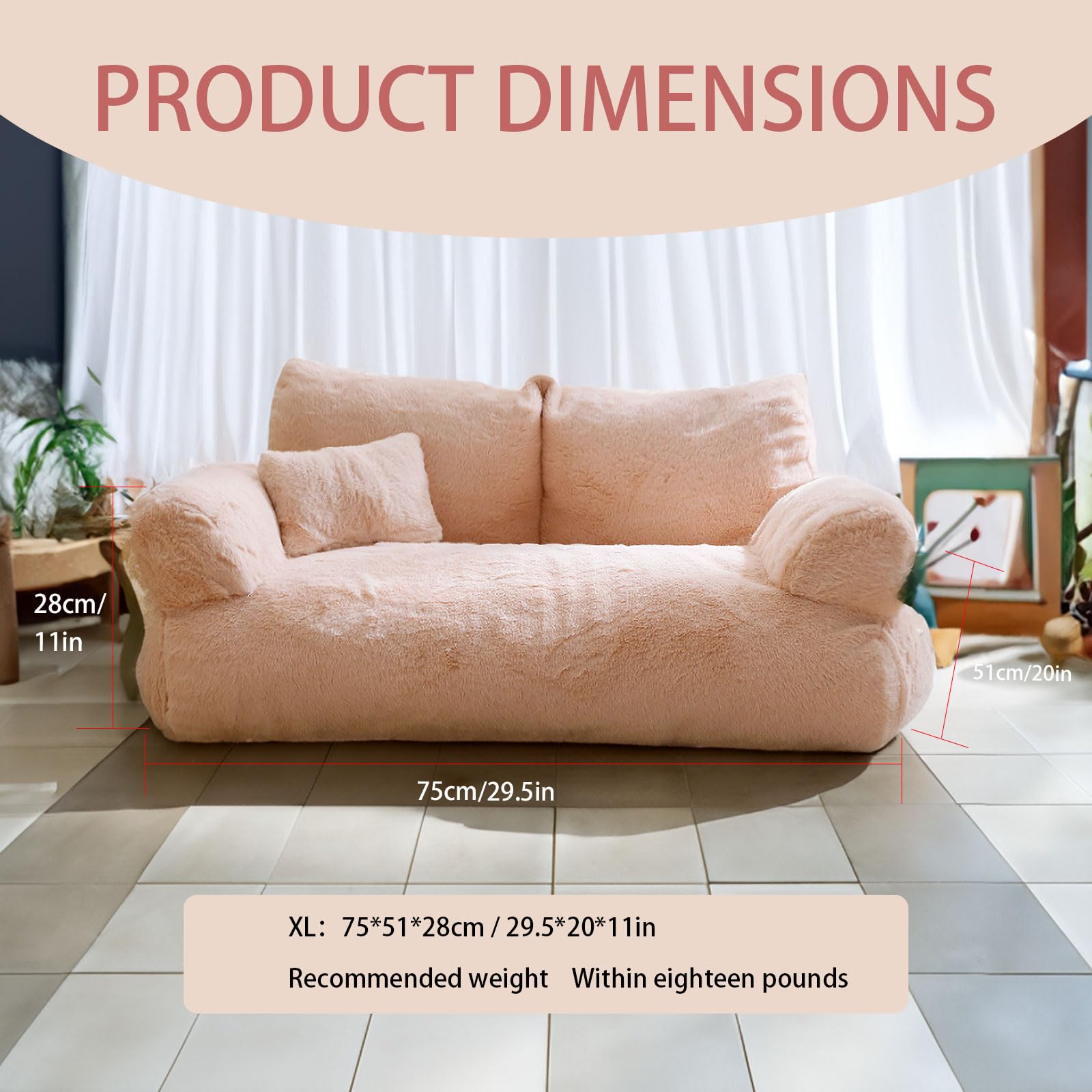 سرير اريكة للحيوانات الاليفة من ايزياميبت، بيت للكلاب والقطط والكلاب، قابل للازالة والغسل للقطط والكلاب المتوسطة والصغيرة، قاع غير قابل للانزلاق، سرير متين للكلاب، كنبة قطط منفوشة، 66 × 46 × 30 سم