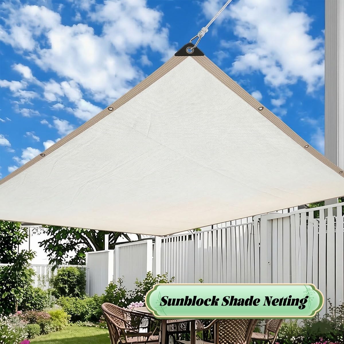 BeOutdoor Protect Filet de protection solaire 50 % en maille avec œillets pour serre et jardin Blanc