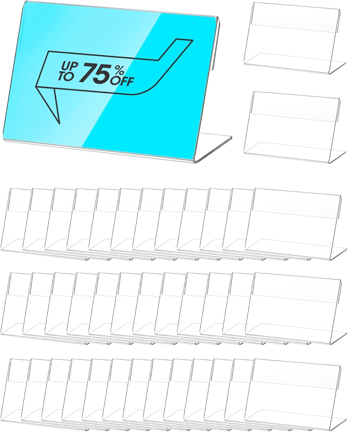 QWORK® 40 Pack Mini Acrylic Label Holder Price Tag Holder Name Card