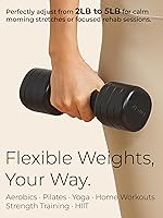 Vista 3 de Juego de mancuernas ajustables negras de 2 libras a 5 libras y kit de pilates rosa