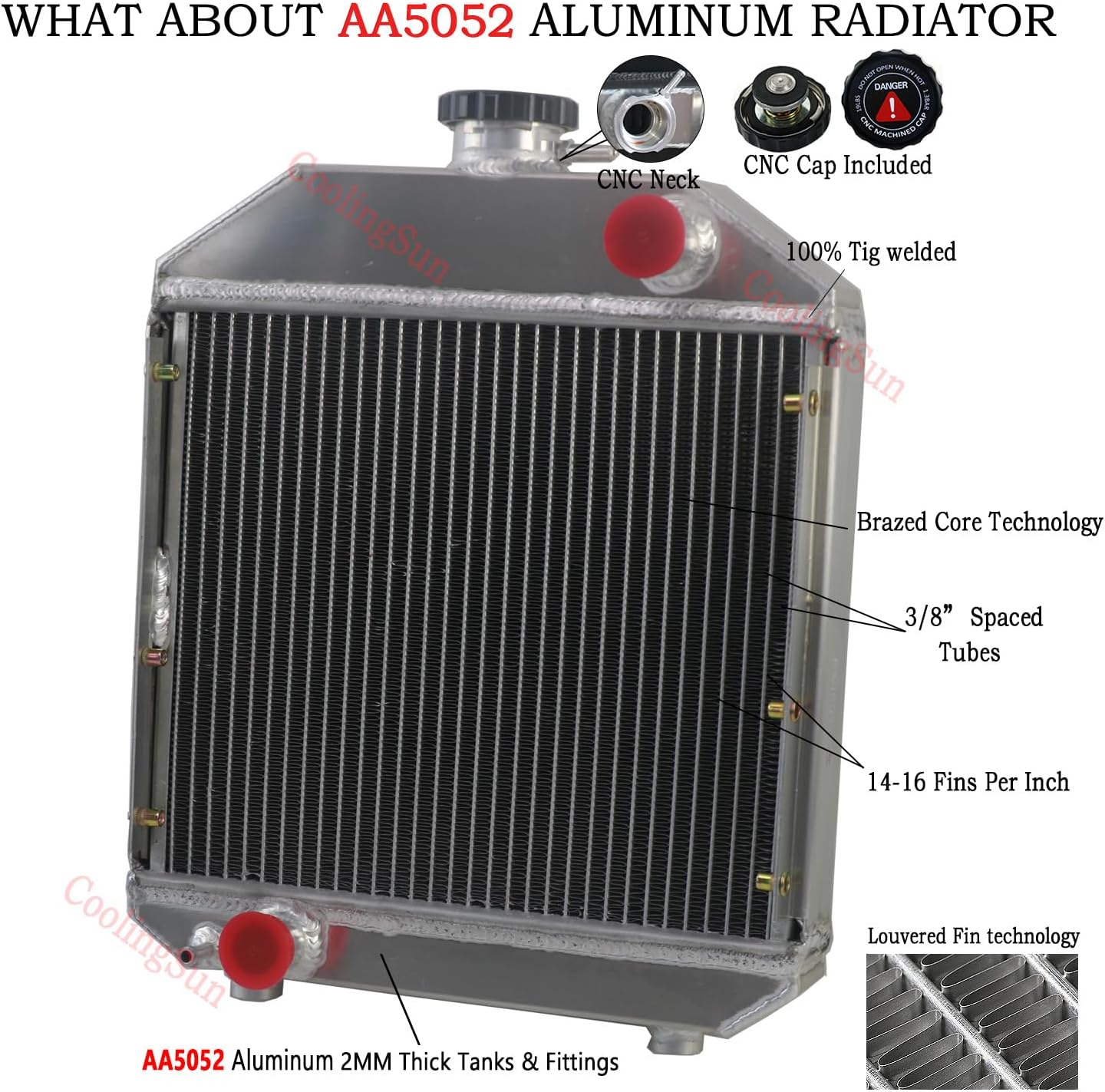 All Aluminum Radiator for Yanmar YM240 YM2000 YM1700 YM 240 2000 1700 OE# 124460-44501 2 Row Core Tractor Radiators