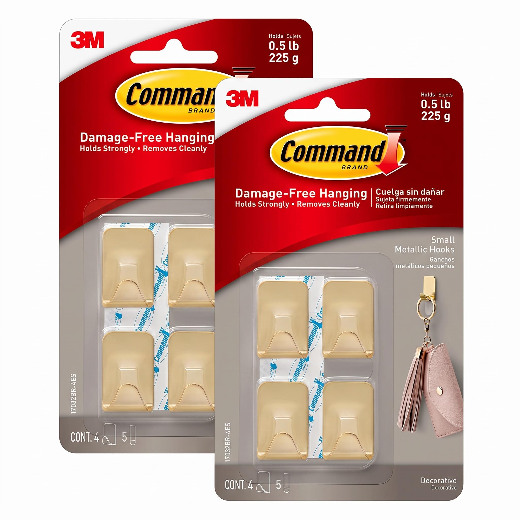 Command Small Bronze Hooks - 4 Hooks + 5 Strips -10
