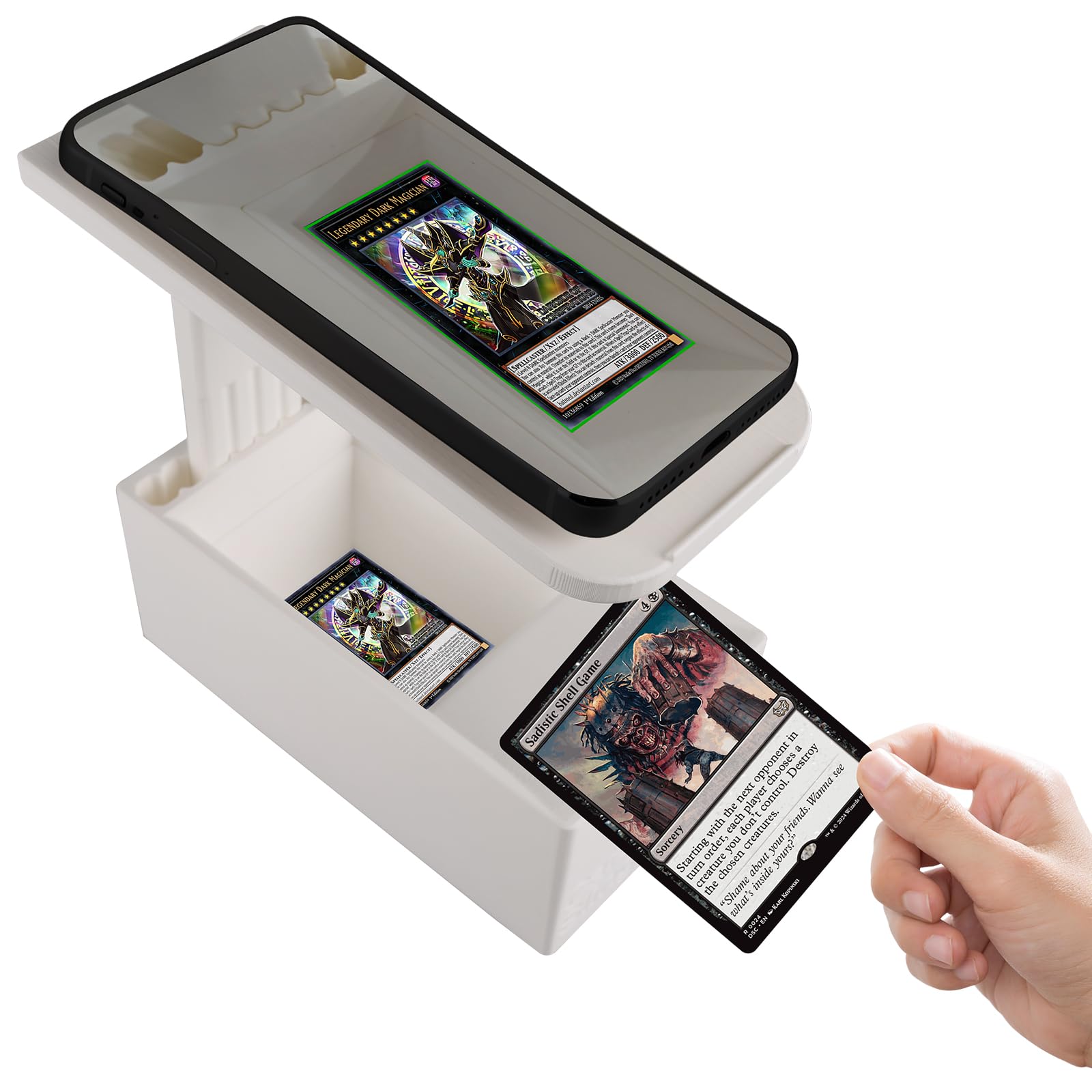 ScanBox para MTG, TCG Deckbox con soporte de teléfono ajustable compatible con ManaBox, adecuado para la colección de tarjetas