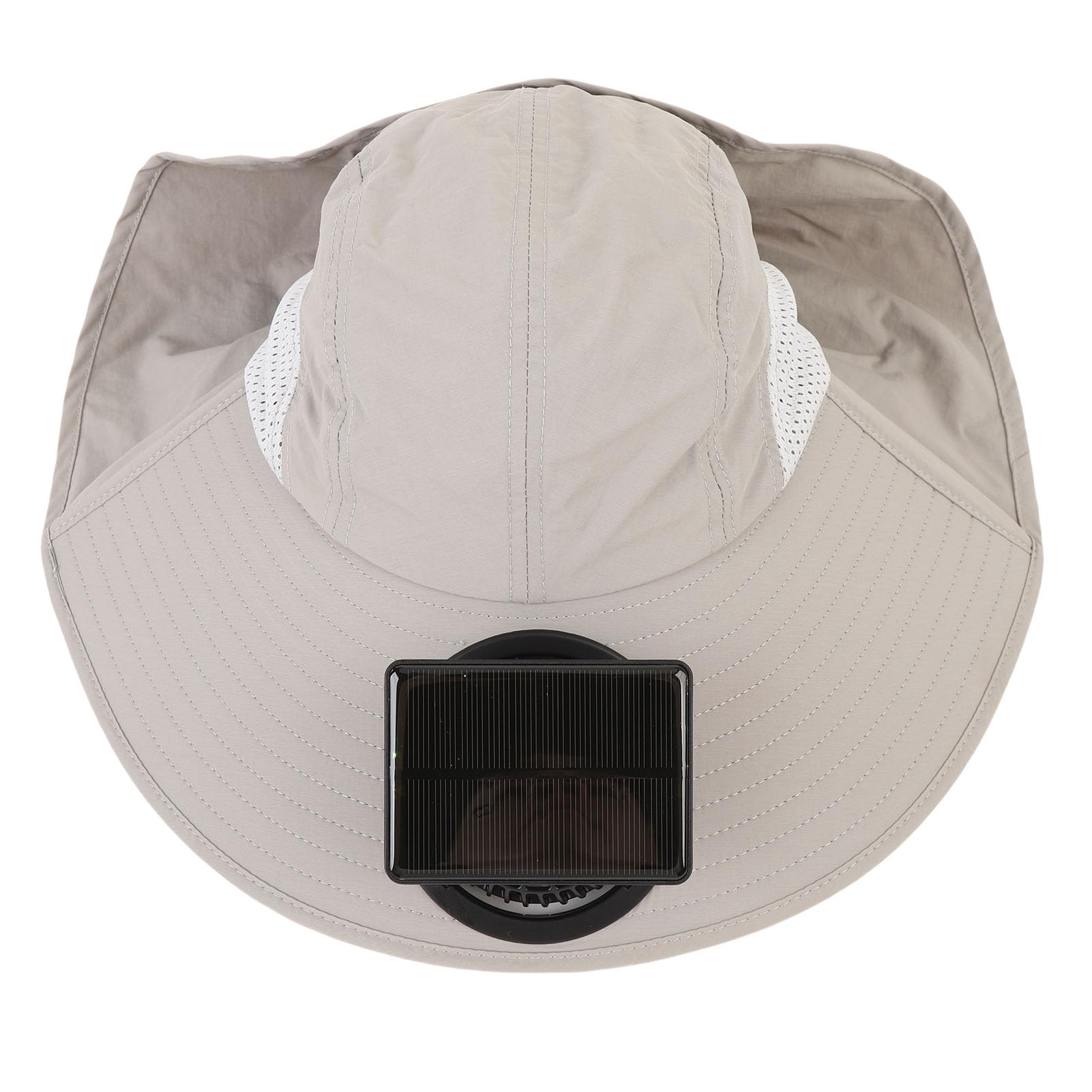 FTVOGUE Cappello Ventaglio Cappello Sole con Ventola Solare a Tesa Larga Ricaricabile Tramite USB Regolabile per Pesca Spiaggia Sport all'aria Aperta Tessuto in Poliestere di Cotone Grigio Chiaro