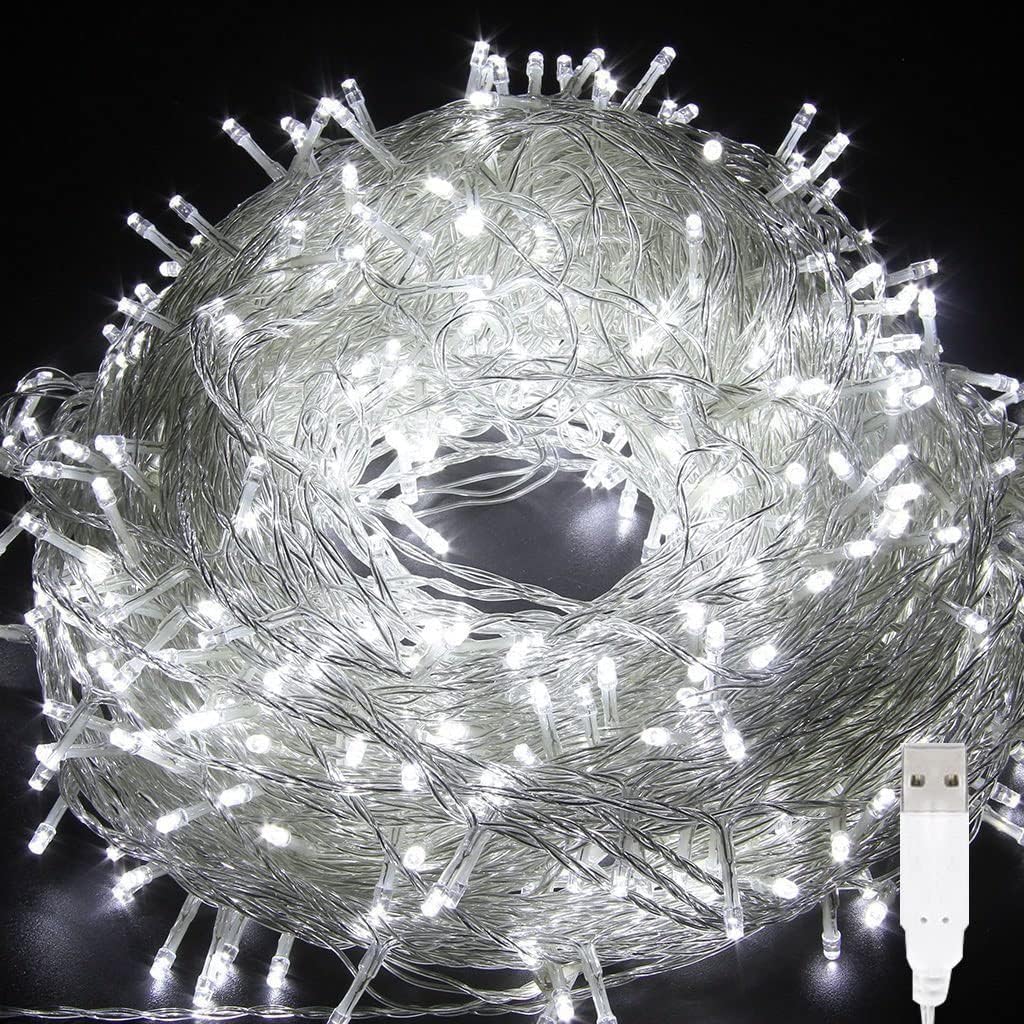 Łańcuch świetlny, łańcuch świetlny, 10 m, 80 diod LED, USB, łańcuch świetlny do wewnątrz, na zewnątrz, lina, łańcuch świetlny