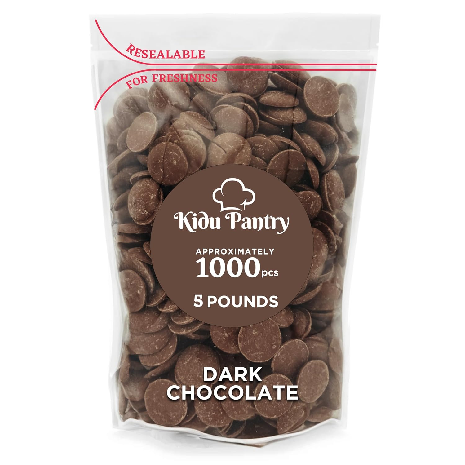 Kidu Pantry Melting Chocolate Wafers Bulk In Resealable Bag (Dark, 5 Pound)