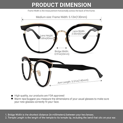 Miniatura 4 de VOOGLAM Gafas de bloqueo de luz azul ojo de gato para mujer, gafas antirrayos UV, gafas retro