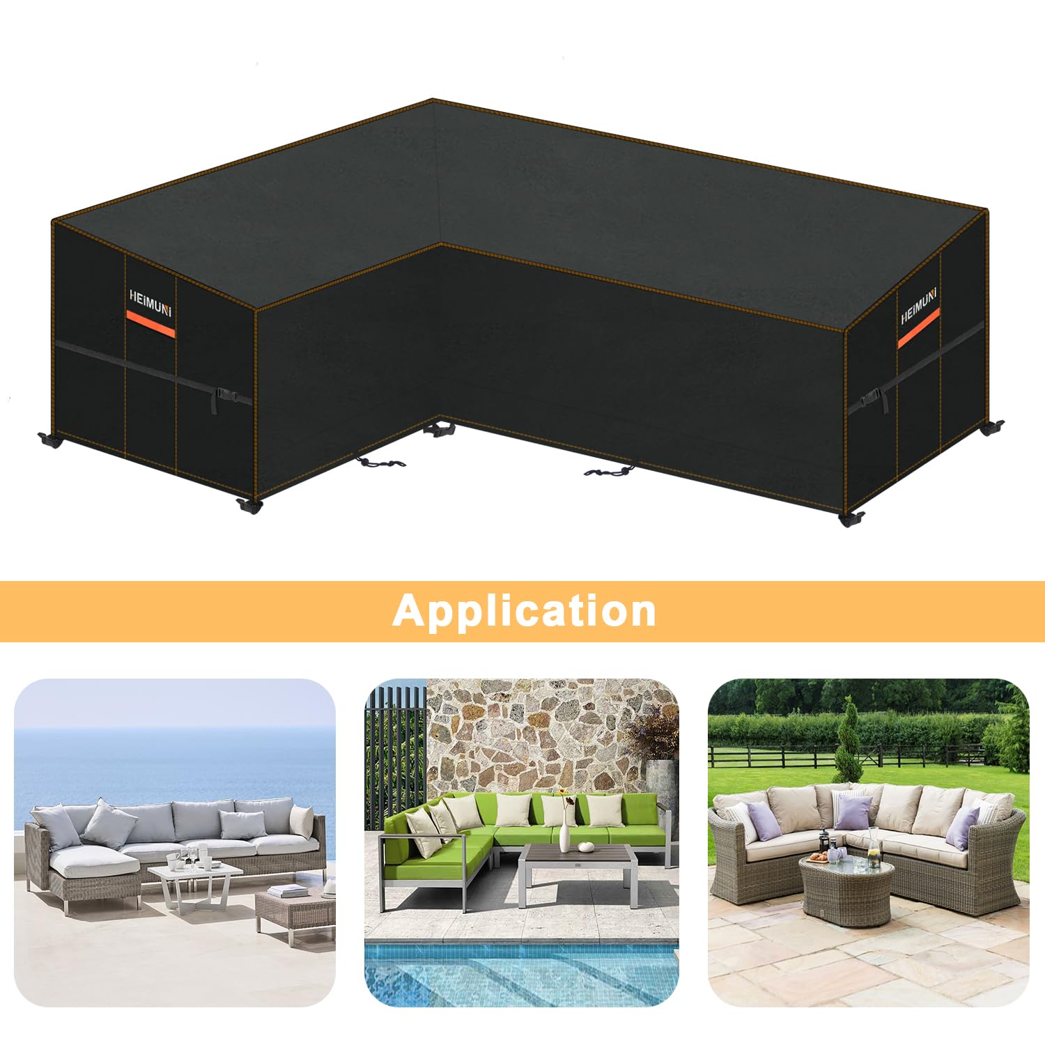 Gartenmöbel Abdeckung für L-Form Sofas Wasserdicht Ecksofa Abdeckplane mit Belüftungsöffnungen, Winddicht Lounge Abdeckung Loungemöbel Abdeckhaube für L Form Lounge 180x250x90x80/65cm