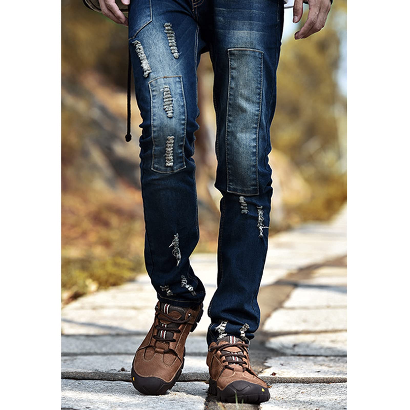 Zapatos Senderismo Cuero, Zapatos Casuales Caminar Hombres, Zapatos De Trekking De Montaña Antideslizantes con Cordones para Deportes Al Aire Libre para Todas Las Estaciones