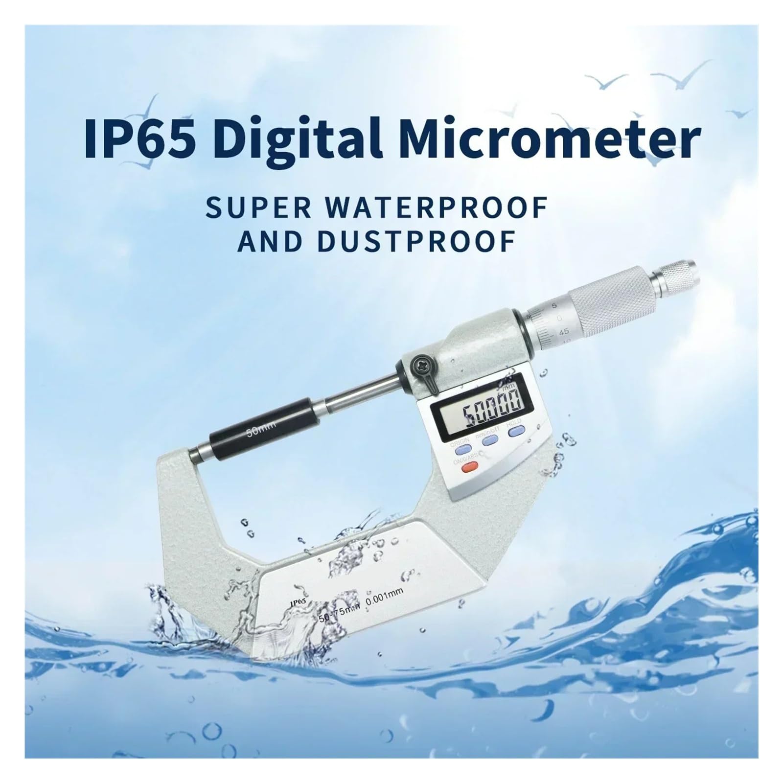Cyfrowy elektroniczny mikrometr zewnętrzny IP65 0-25/25-50/50-75/75-100 mm Mikrometr 0,001 mm Dokładne odczyty(0-25mm)