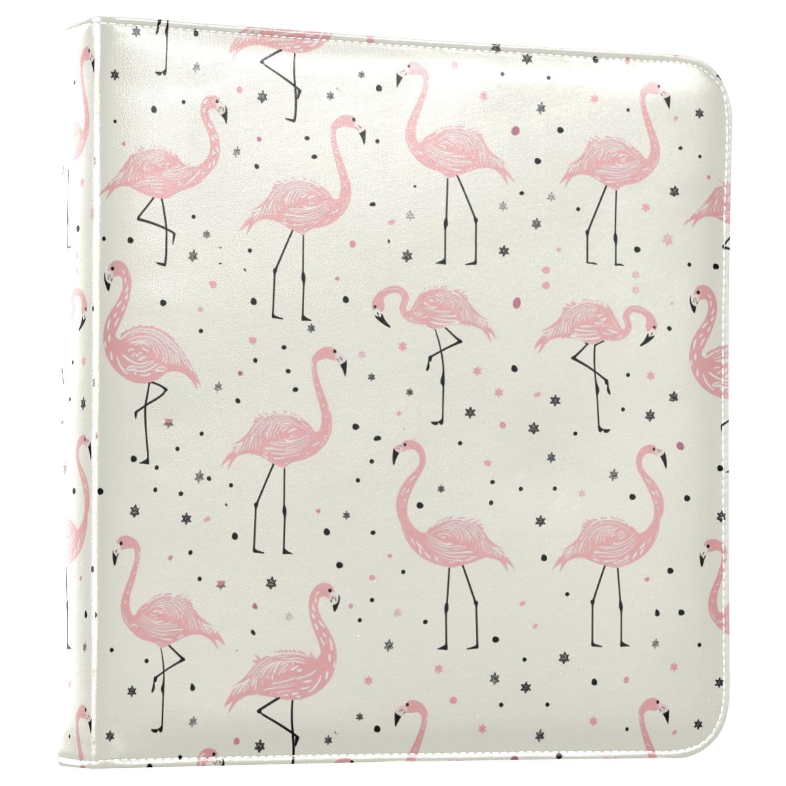 JIPONI Flamingos Large Photo Album, DIY Leather Cover Scrapbook Albums for 4x6 5x7 6x8 Pictures, Self Adhesive Memory Book for Wedding, Baby, Family