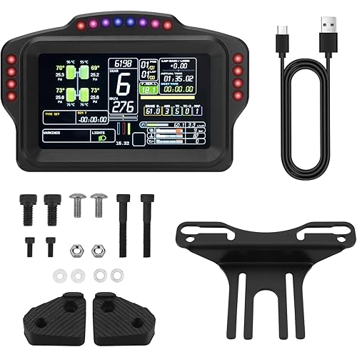 DV480 PRO V5 Dashboard Sim Racing Dash Display with 5" Screen & 16 RGB LEDs for Simulation Racing Games Accessories