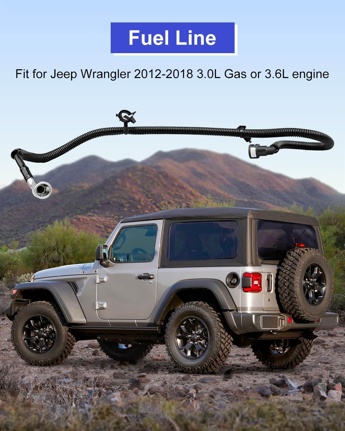 Fuel Supply Tube Fit for Jeep Wrangler 2012-2018 3.0L Gas or 3.6L Engine Replace 68141849AD, Fuel Line