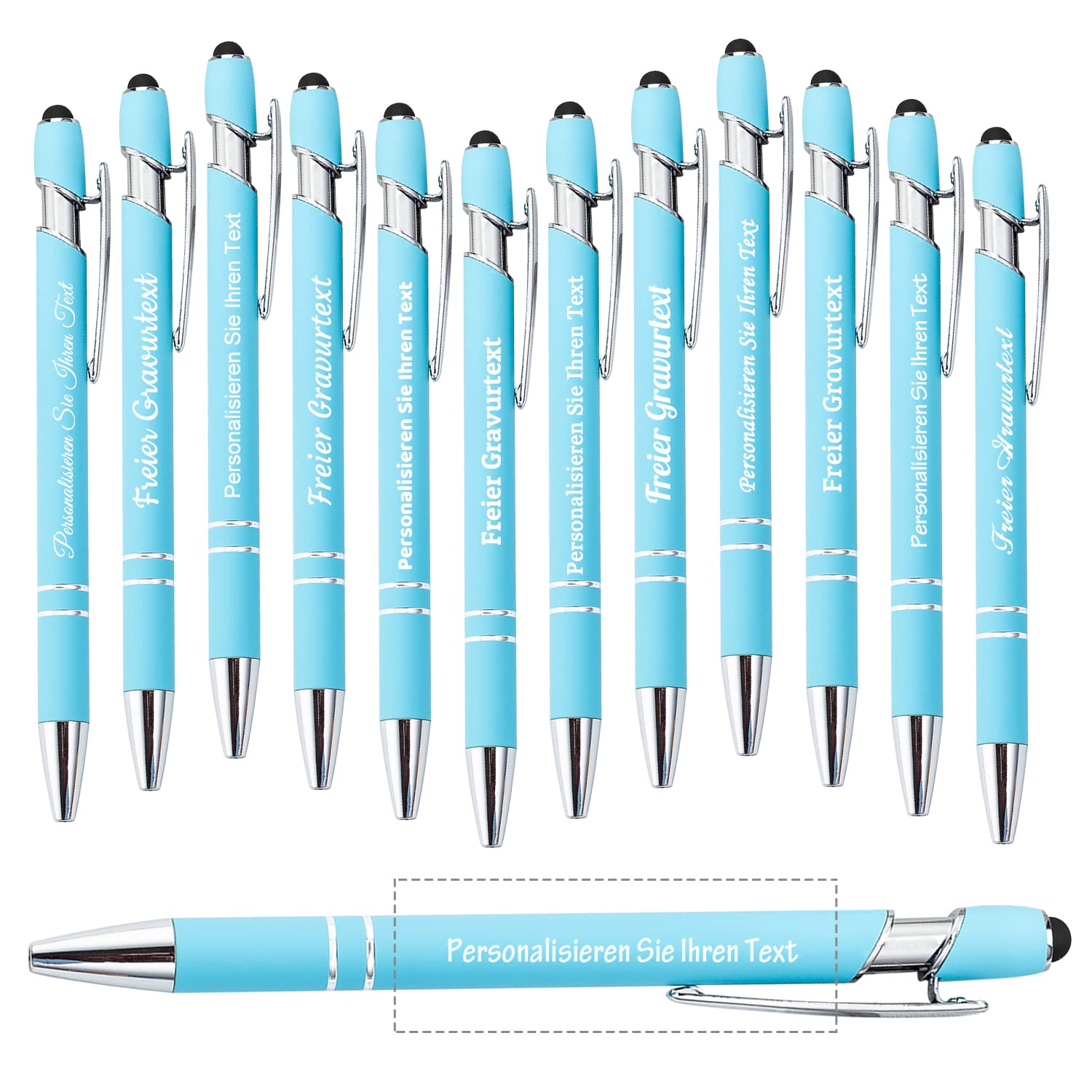 Brocade Creek 24 personalised ballpoint pens with name, logo or birthday, anniversary, graduation, office message - 0.8 mm personalised engraved, black ink pen — image 1