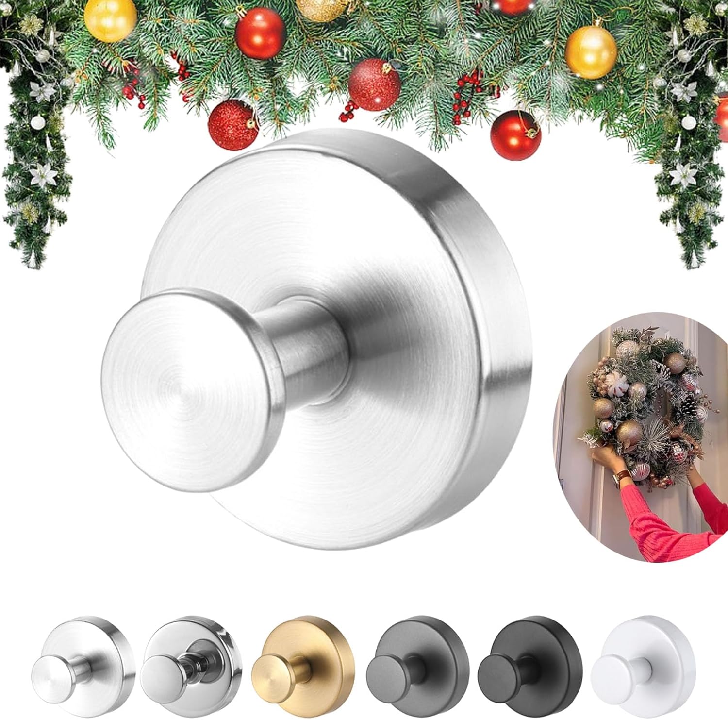 Suction Cup Hooks for Wreaths on Glass, Suction Cup Wreath Hanger, Wreath Door Hanger Suction Cup, Suction Cup Wreath Hooks for Front Door, Hanging 15 Lbs Waterproof & Rustproof (All in one, #)