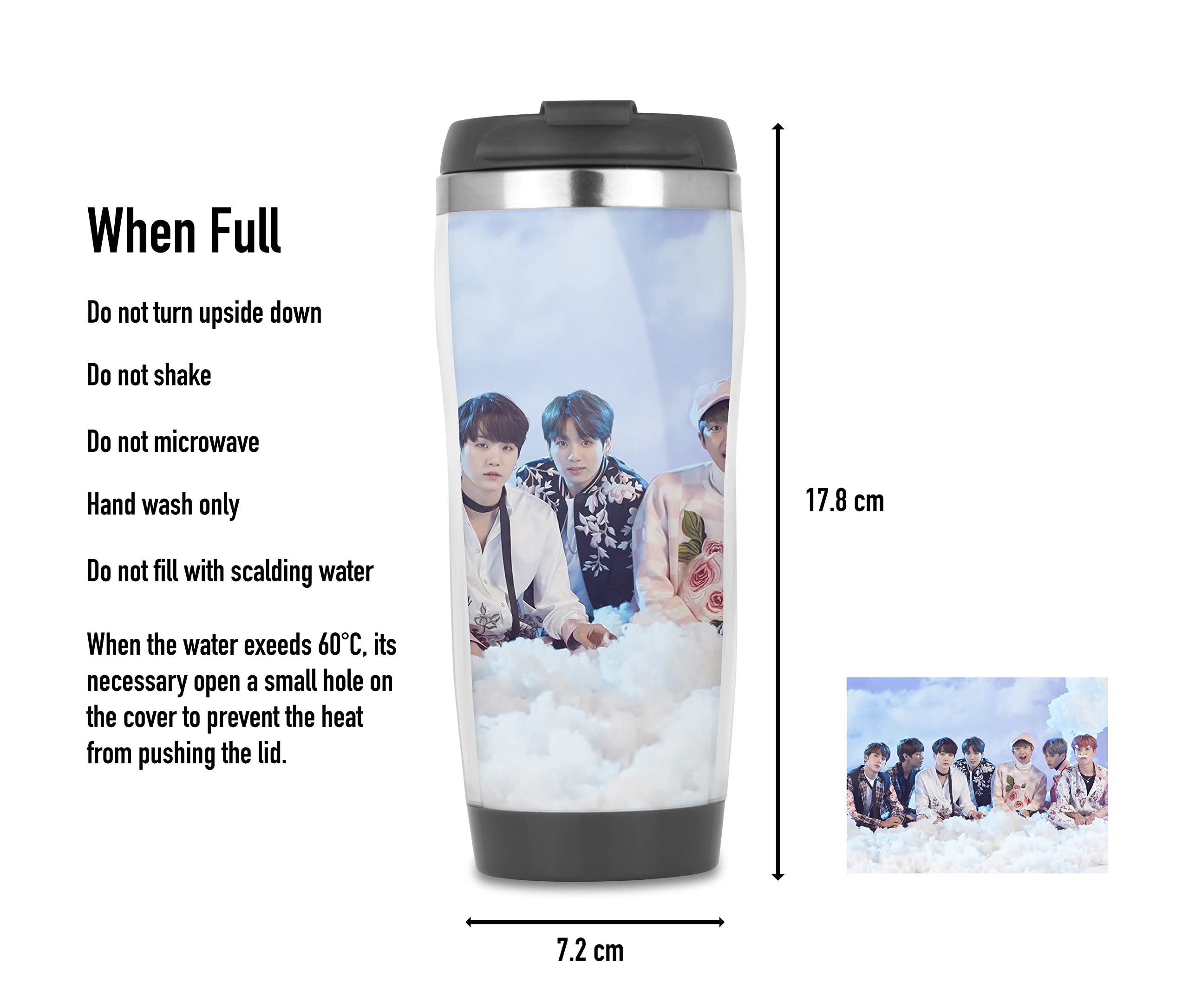 BTS K-Pop Cloud Isolierbecher – 330 Ml Edelstahl, Doppelwandig, Auslaufsicher, Für Heiße & Kalte Getränke