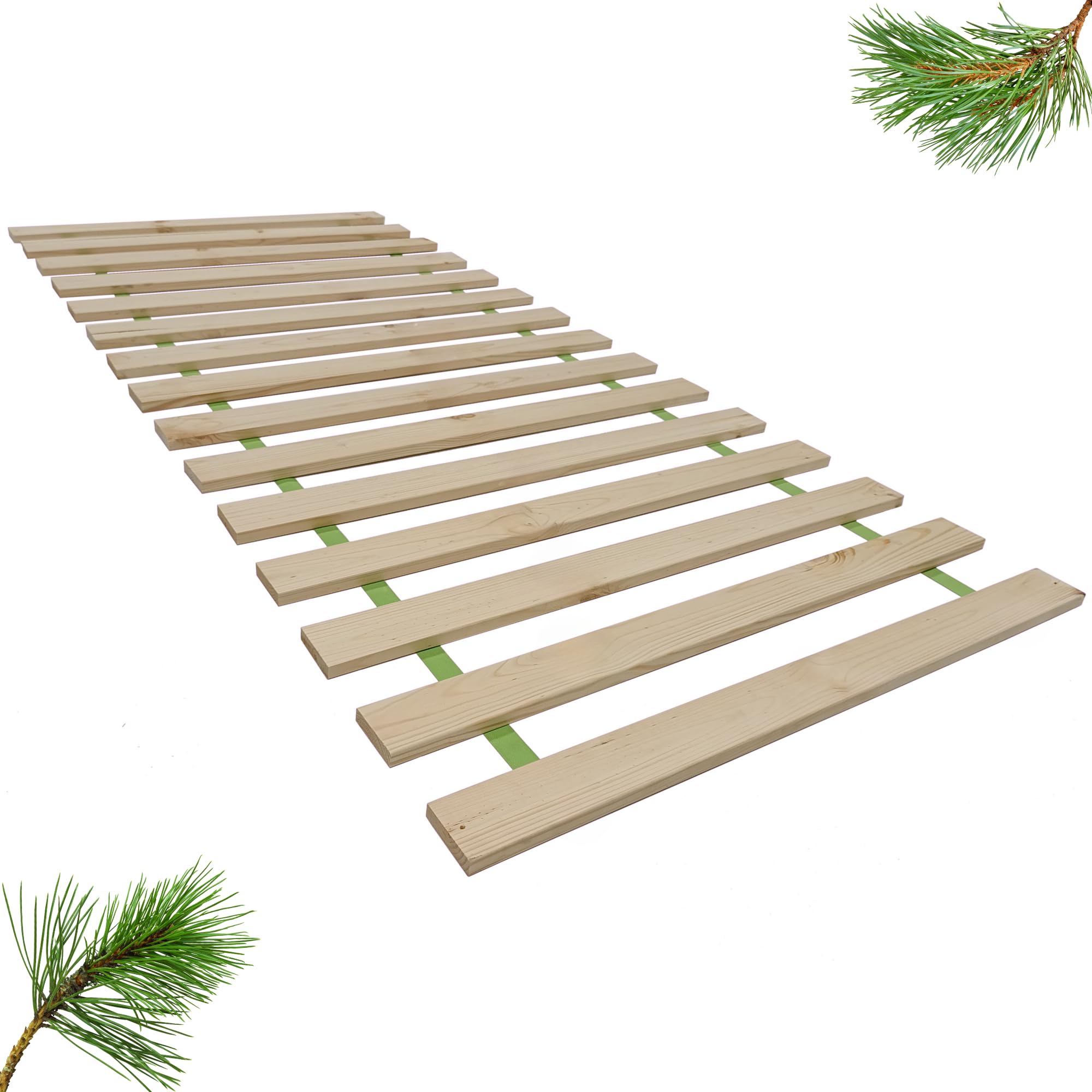 Rolowany Stelaż Listwowy 80x200 cm – 15 Listew z Litego Drewna Sosnowego, Stelaż do Łóżka o Nośności do 140 kg, Wytrzymały i Łatwy w Montażu, Wkręty w Zestawie