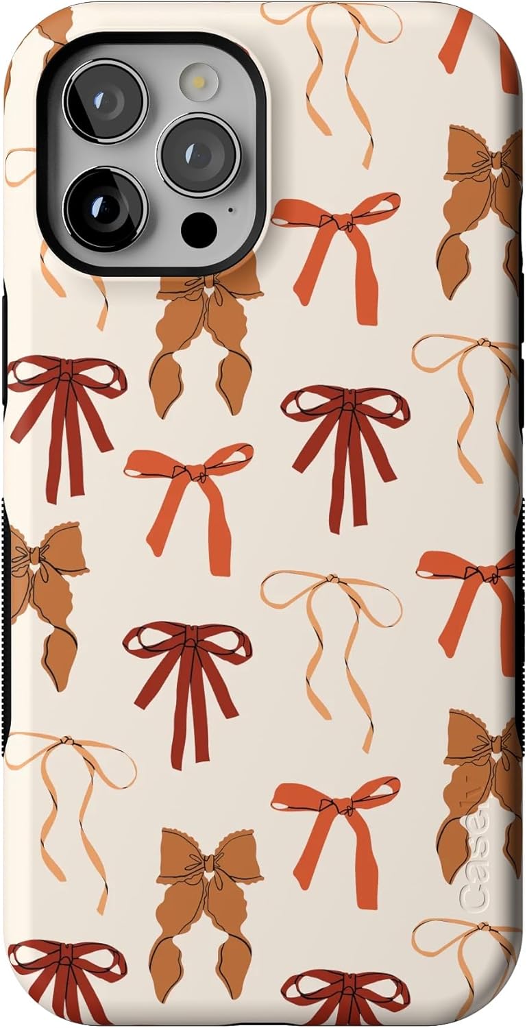 Casely iPhone 12 Pro Max Case | Fall Girlie | Pumpkin Spice Bows | Bold Protective Design | MagSafe Compatible Design