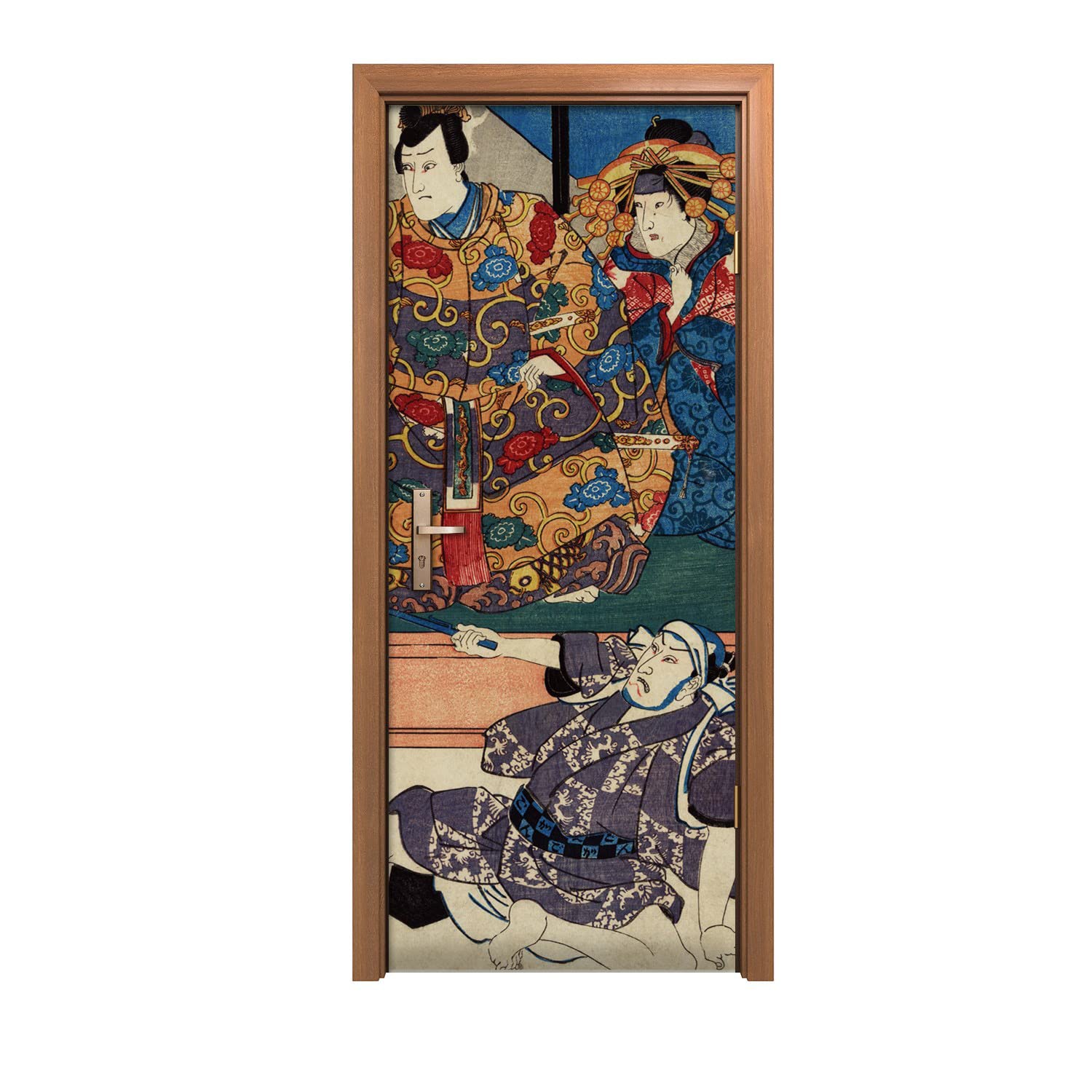 Autocollant de porte 90x200cm asiatique traditionnel pour masquer les défauts