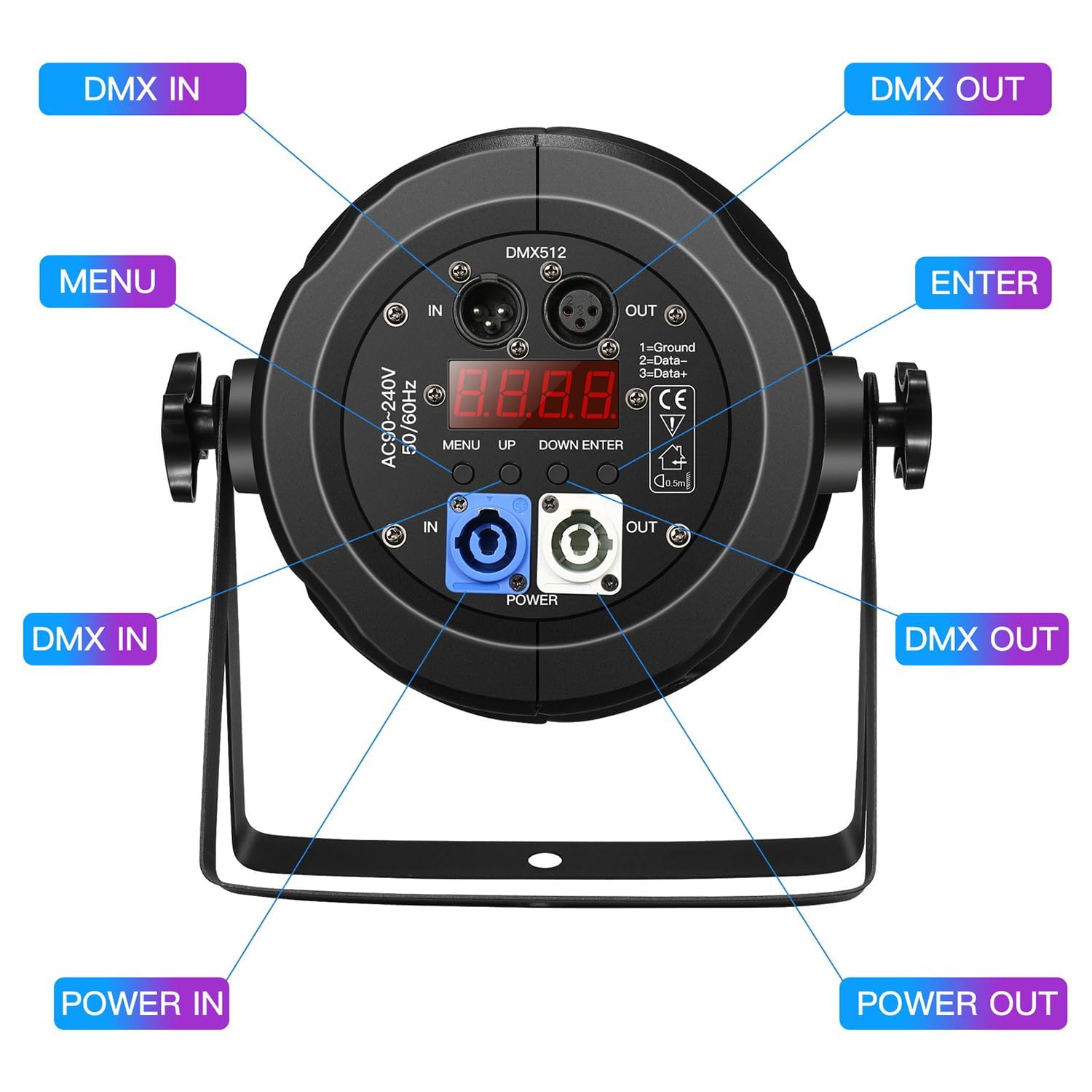 Luces de Etapa LED, 54x3W RGBW 4 -in -1 parlumina iluminación con activación de Sonido y reproducción automática - Control Remoto/DMX, Efecto estroboscópico - para DJ, Fiesta, Boda, Eventos