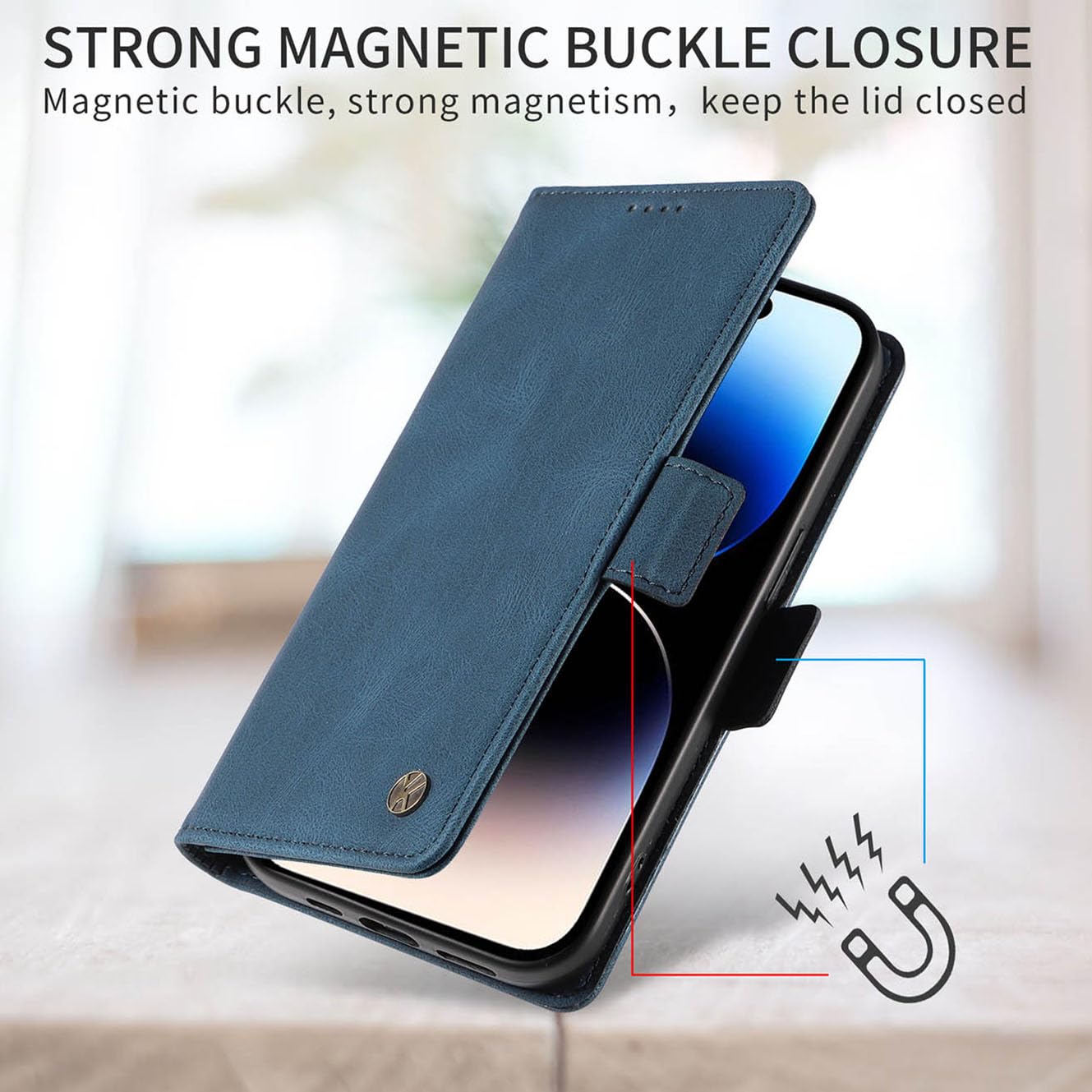 YUECXIN Etui do Motorola Edge 50 Neo/Edge 60 Neo/ThinkPhone 25, skórzane etui z klapką PU w stylu portfela, ze stojakiem/gniazdem na karty/magnetycznym zapięciem/blokadą RFID/ochroną przed wstrząsami