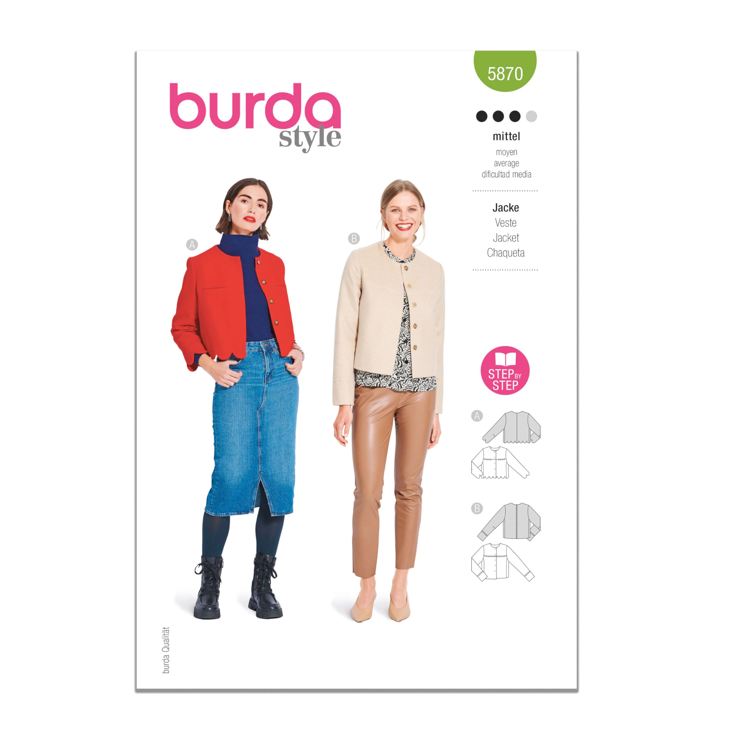 Burda SEWING PATTERN 5870 Misses' Jackets Sizes 8-18