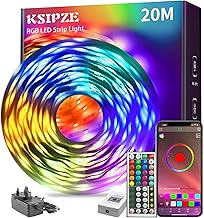 KSIPZE 20m Led Strip Lights RGB Music Sync Color Changing,Led Lights with Bluetooth App Remote Control, Flexible Lights for Bedroom Decoration