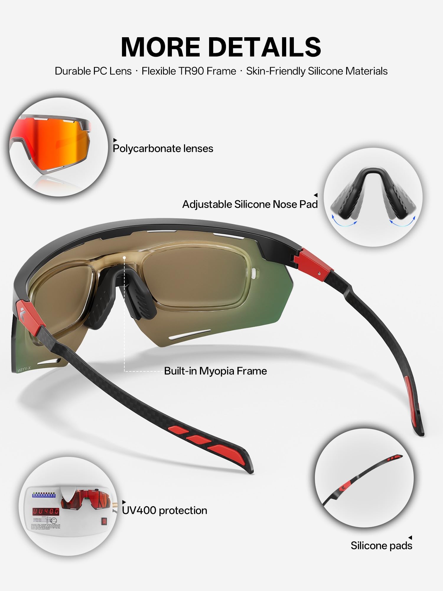 KAPVOE Gafas de Sol Ciclismo 26g Mujeres Hombres Gafas de Deportivas Montañismo Montaña MTB Triatlón KOVEX Serie-K432