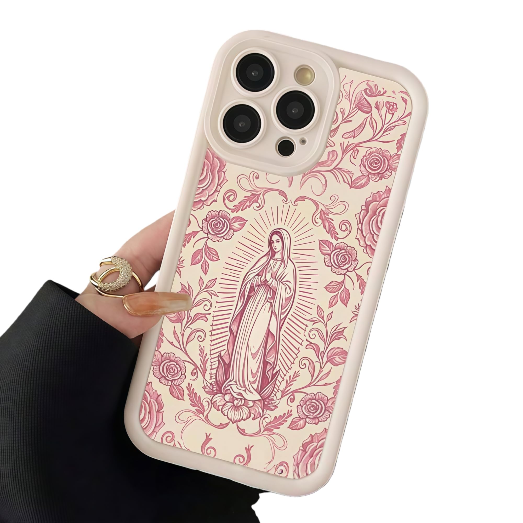 Amazon.com: STEADAWG Pink Floral Virgin Mary Phone Case Compatible
