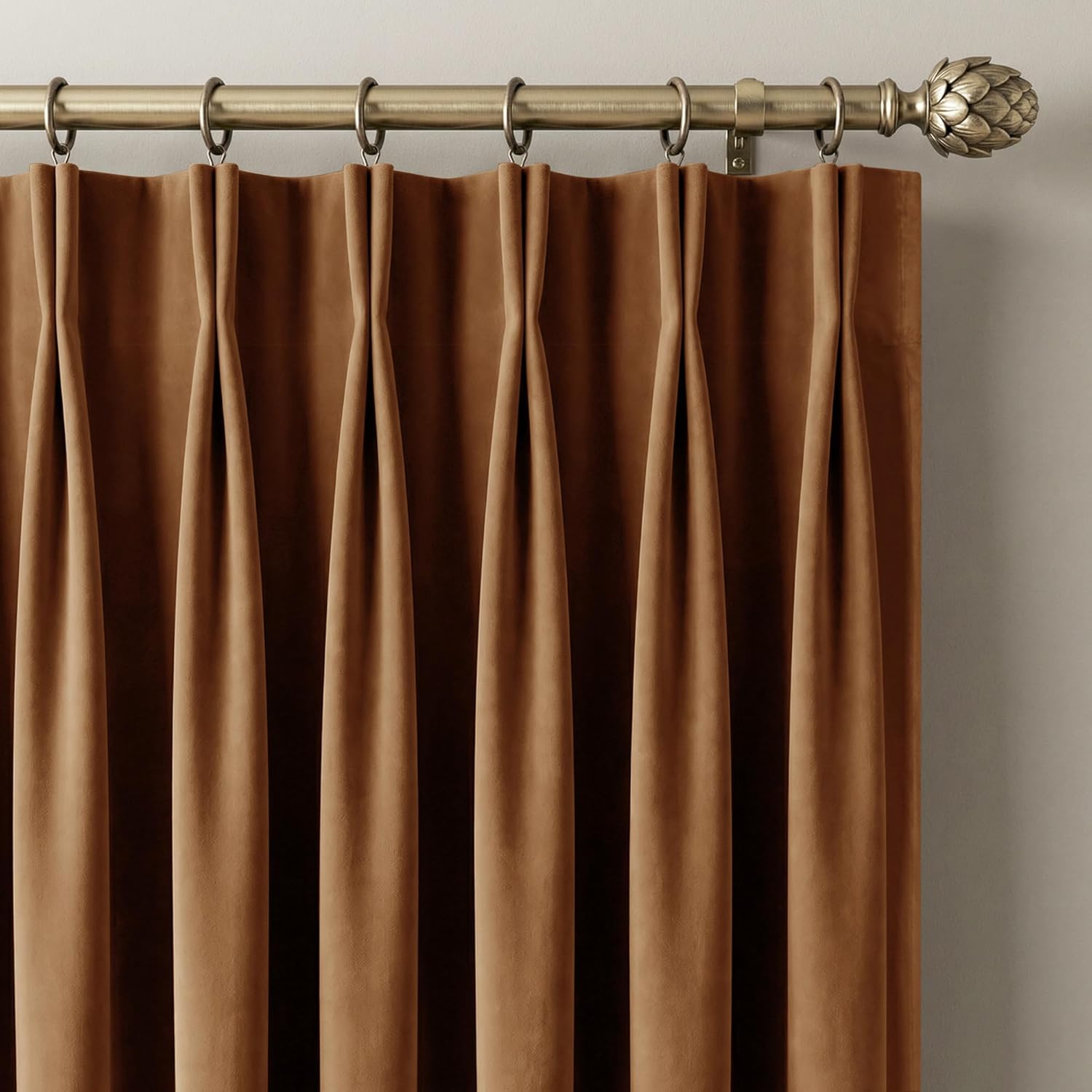 NICETOWN Velvet Pinch Pleated Back Tab Blackout Curtains 84 Inch Long Gold Brown Thick UV Protect Thermal Insulation Elegant Drapes for Season Dining Room/Bedroom/Living Room/Dorm, W40 x L84, 2 Panels