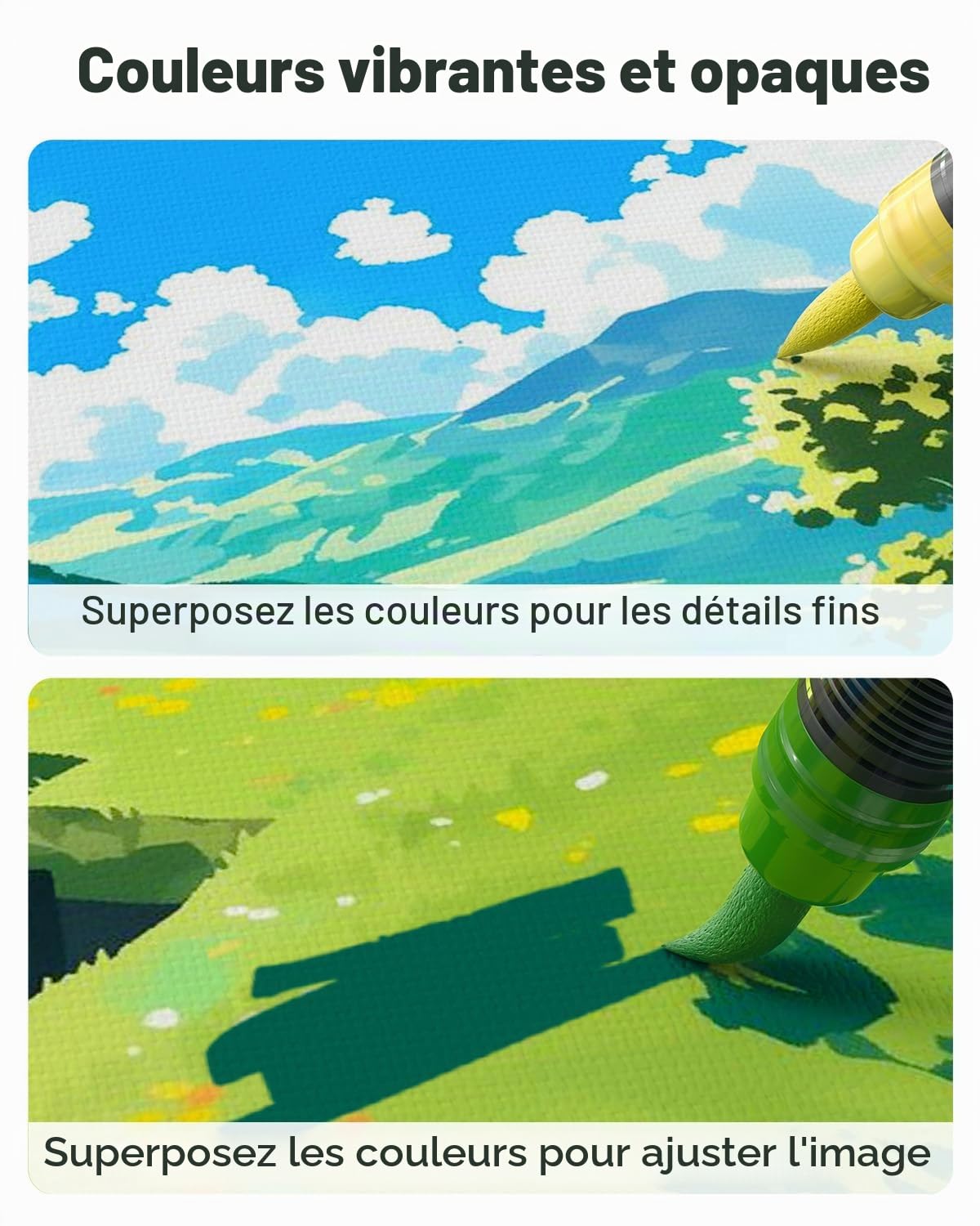 JusArt Lot de 72 marqueurs de peinture acrylique avec sac en toile – Stylos de peinture à base d'eau sans bavure avec contrôle automatique de l'encre – Marqueurs pinceaux imperméables pour roche, bois