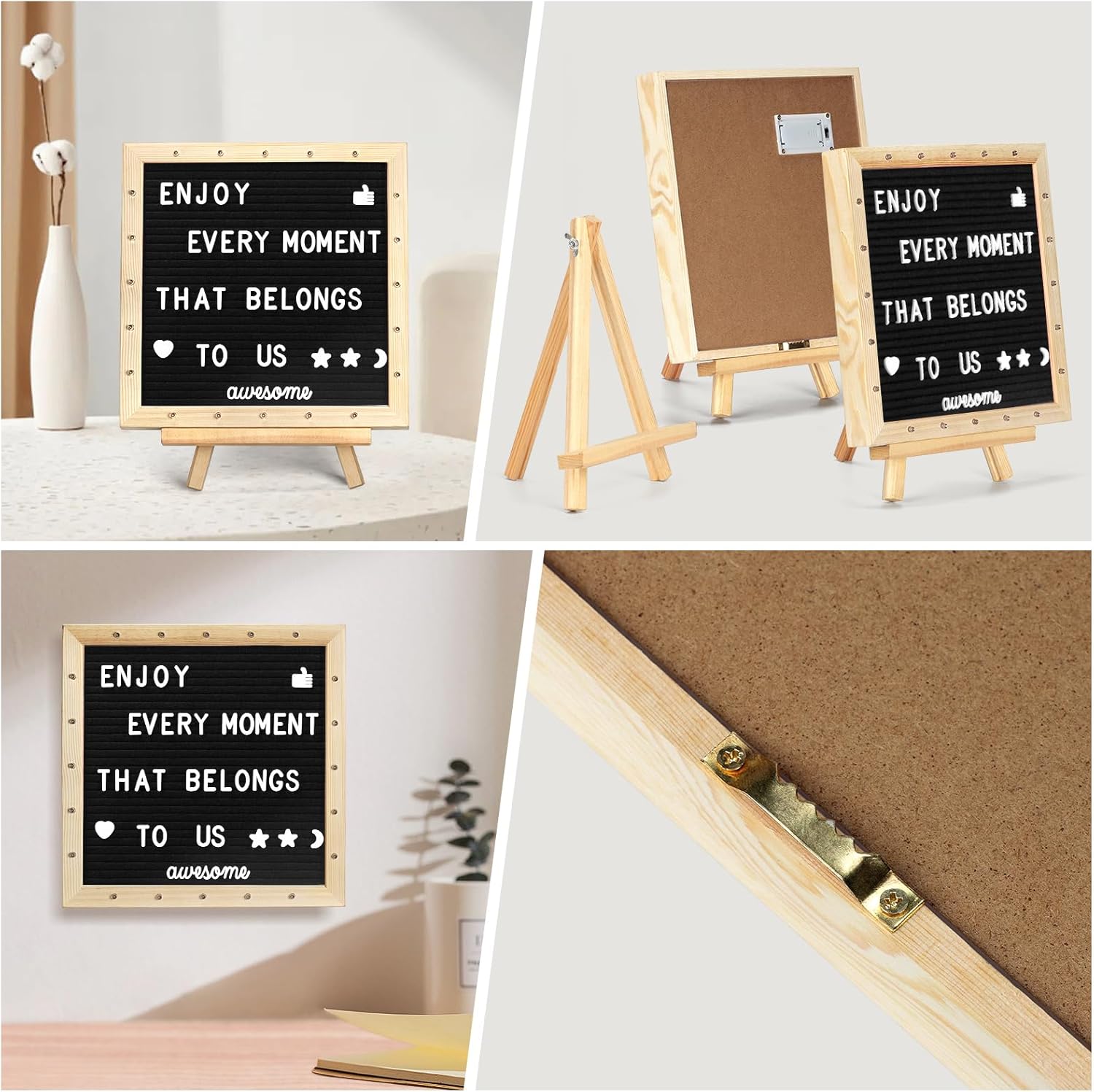 Black Felt Letter Board with Lights (10*10), 340 Letters Built-in LED Lights -Message Board Adjustable Stand, for Menus, Pregnancy Announcement, Baby Announcement Signs, Weddings, and Party Planning - Image 4