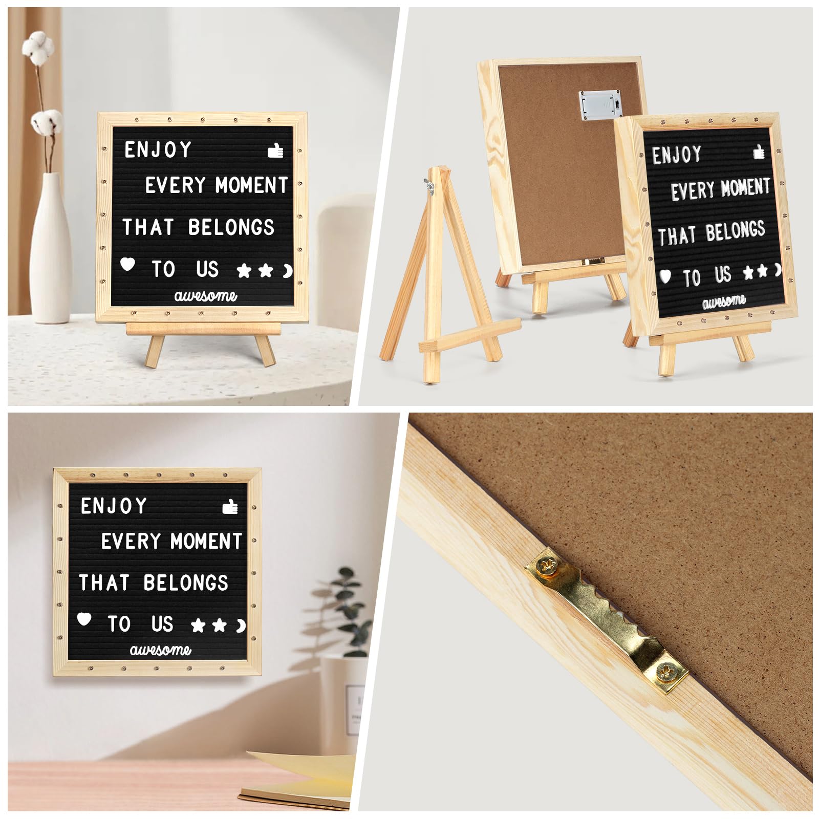 Tableau à Lettres en Feutre noir avec Lumières (25,4 x 25,4 cm), 340 Lettres LED Intégrées – Tableau à Message Réglable pour Menus, Annonce de Grossesse, Panneaux D'annonce de Bébé, Mariages et